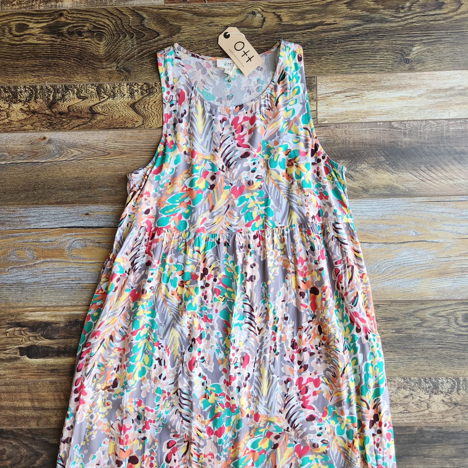 NWT Lime N Chili OTT Floral Sleeveless Maxi Dress Pocket Rayon Multicolor Sz.S - Thumbnail 9