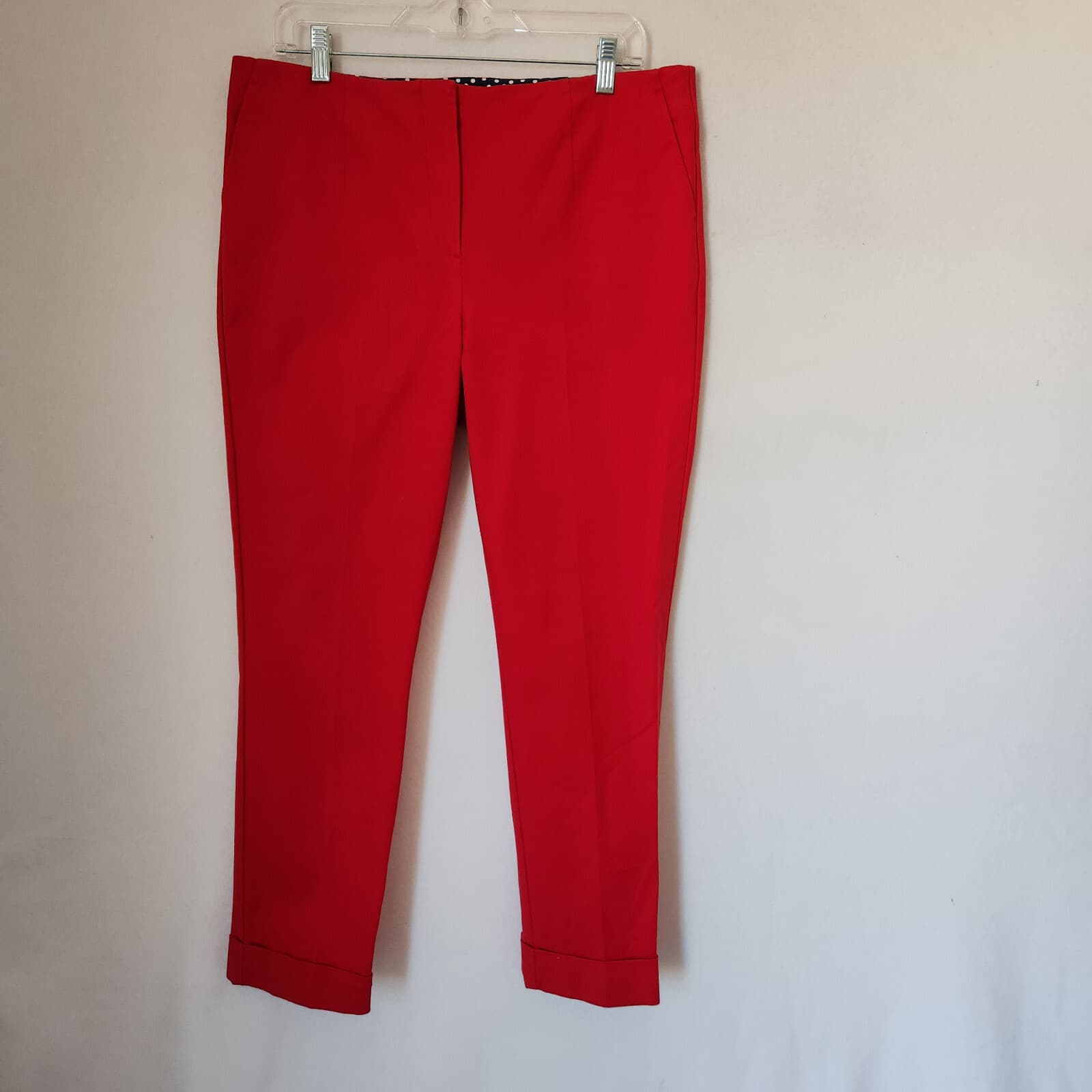 NWT Boden Glorious British Style Slim Ankle Pants Cuffed Zip Pocket Red Sz.10 - Thumbnail 2