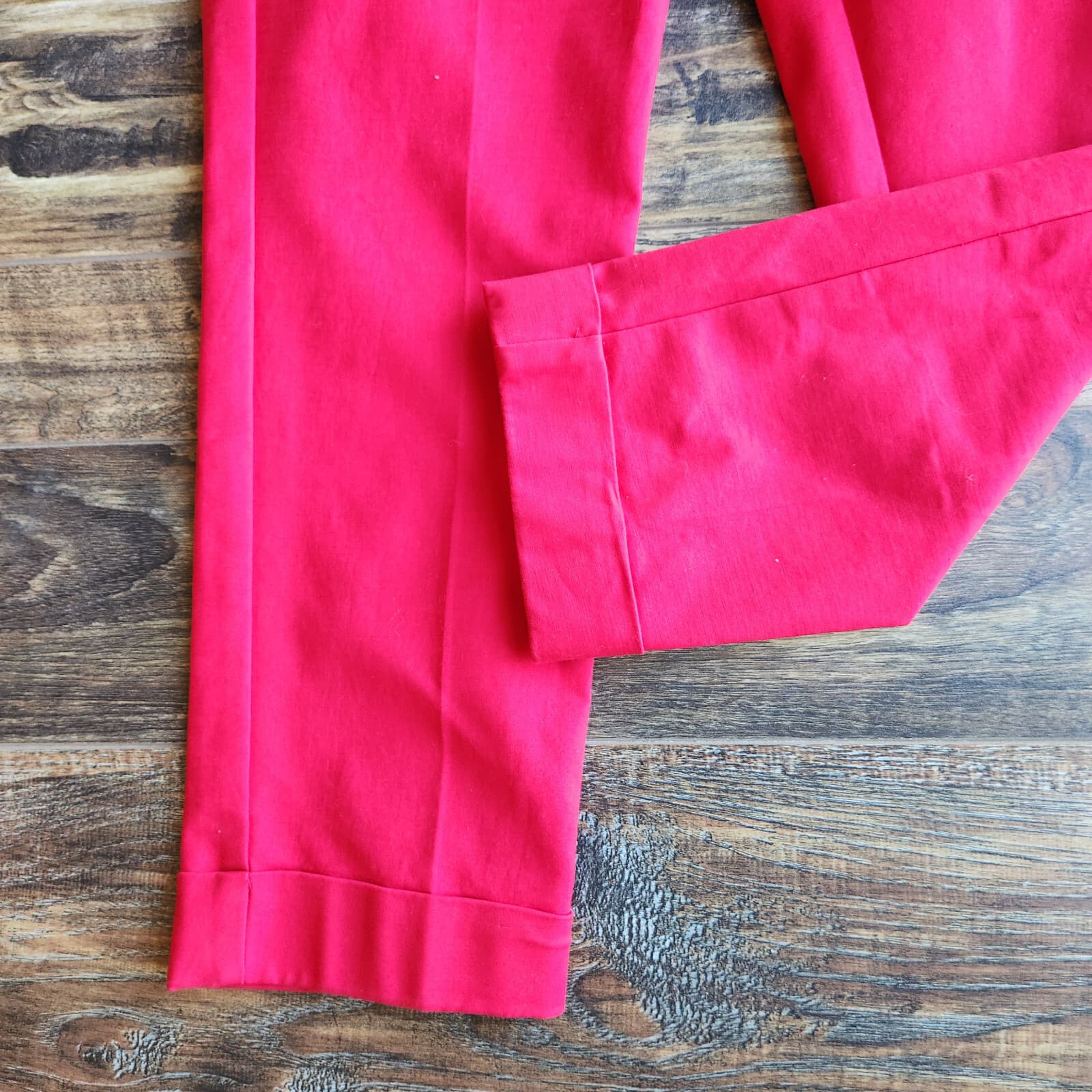 NWT Boden Glorious British Style Slim Ankle Pants Cuffed Zip Pocket Red Sz.10 - Thumbnail 4