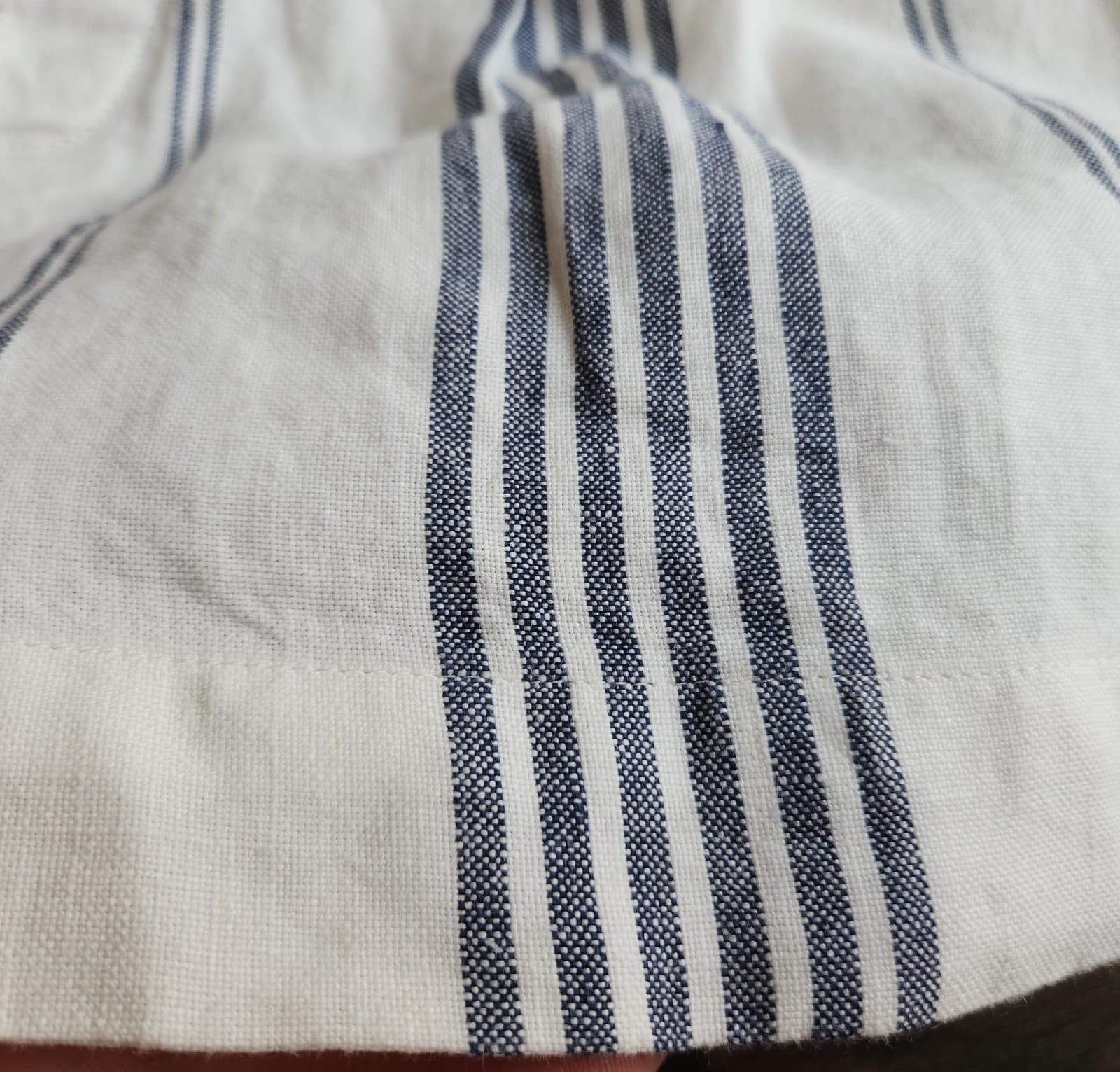 Polo Ralph Lauren Belt Indigo-Dyed Linen Pleated 3" Short Stripe Beige Blue Sz.8 - Thumbnail 9