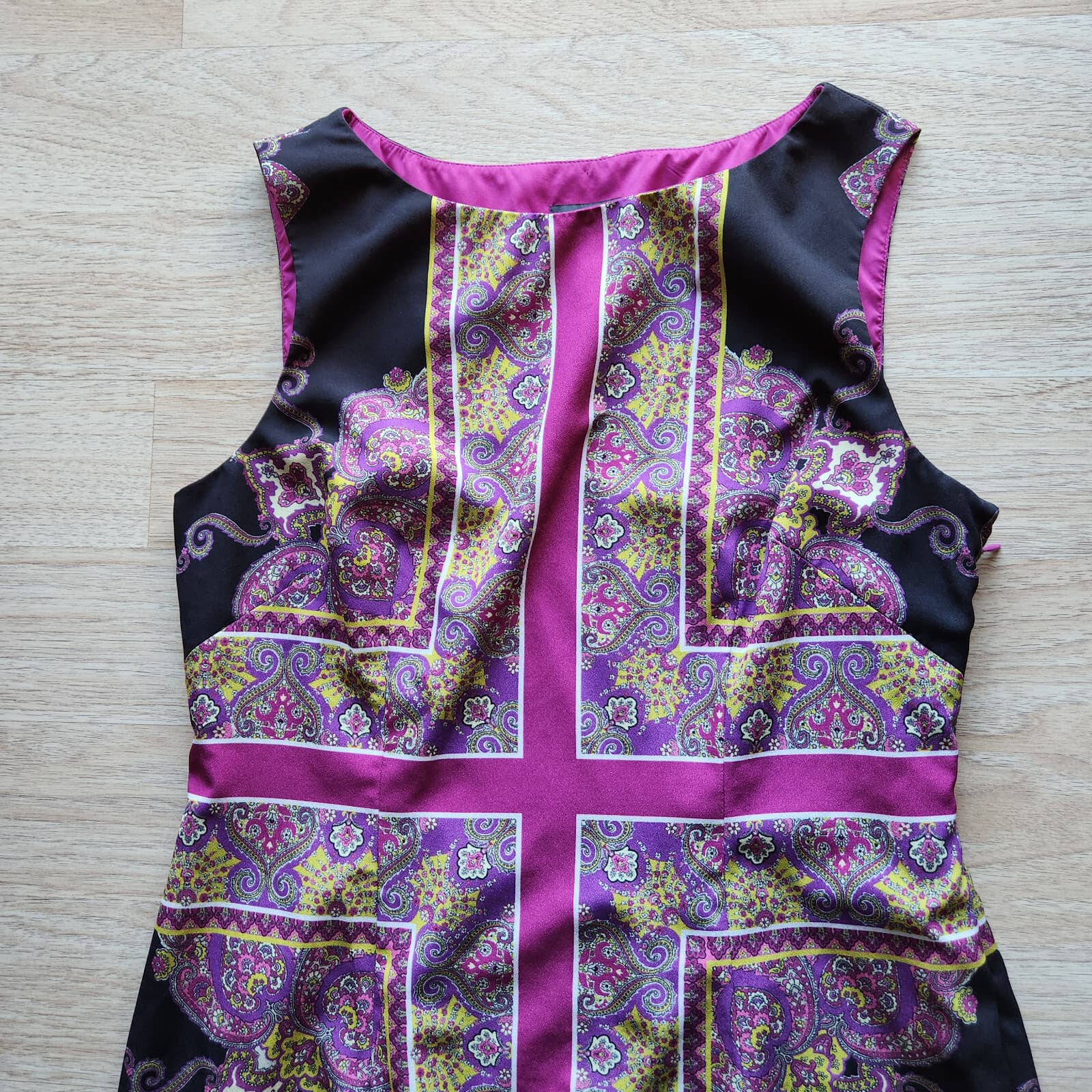 Adrianna Papell Paisley Party Cocktail Shift Dress Sleeveless Multicolor Sz.14 - Thumbnail 9