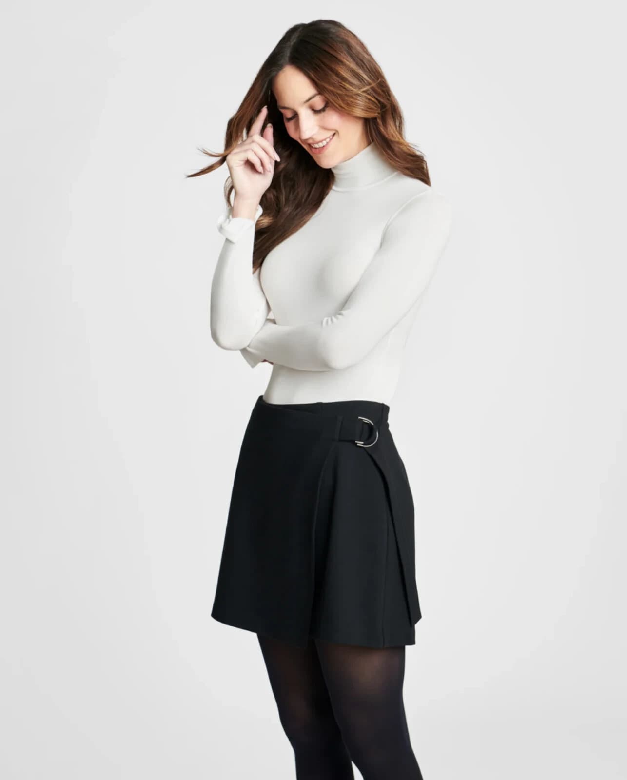 NEW SPANX Smooth Ponte Wrap Mini Skirt Skort Elastic Waist Stretch Black 3X/3T - Thumbnail 2