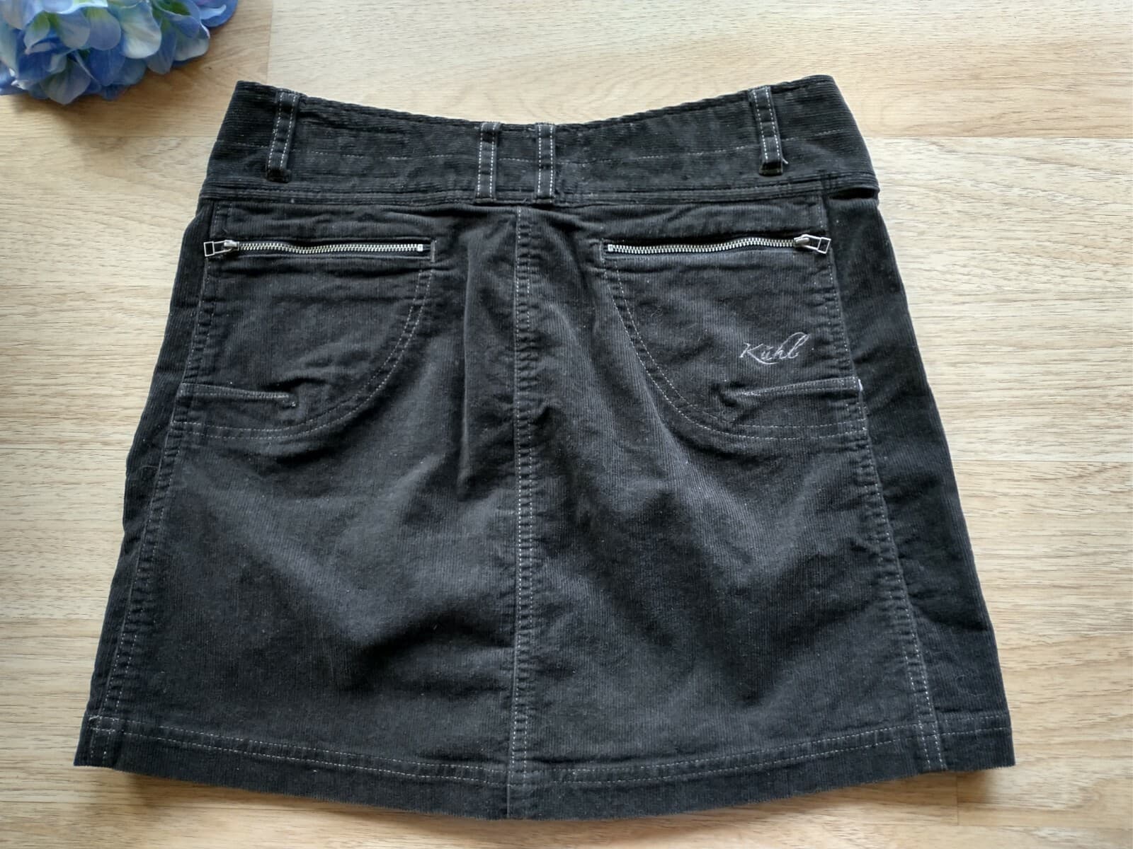 KUHL Women Cotton Blend Corduroy Mini Skirt Zip Pocket Brown Sz.6 - Thumbnail 6