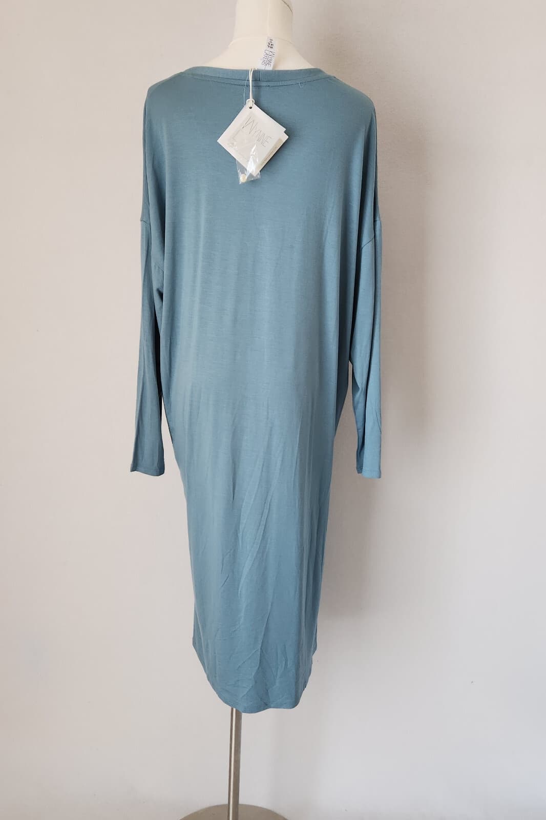 NWT Marla Wynne Layers Tunic Midi Dress Long Sleeve Button Pocket Knit Blue XL - Thumbnail 5