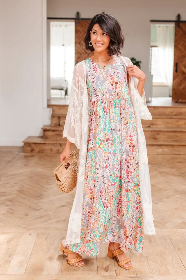 NWT Lime N Chili OTT Floral Sleeveless Maxi Dress Pocket Rayon Multicolor Sz.S - Thumbnail 4