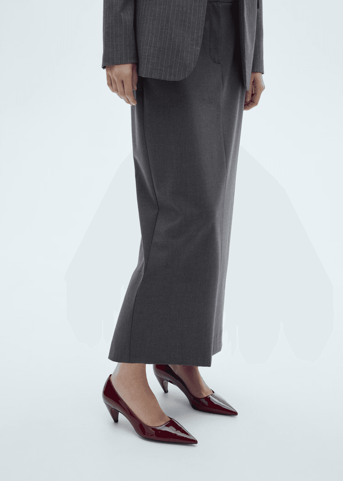 NWT Mango Maxi Pencil Skirt Back Slit Front Zip Pocket Grey Women's US4 EU36 - Thumbnail 6