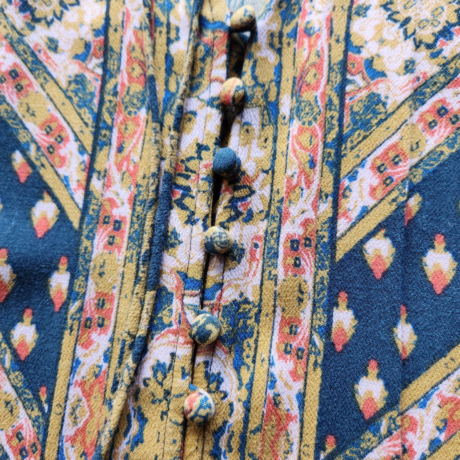 Free People Magic Mystery Ikat Paisley Tunic Top Bell Sleeve Rayon Multicolor M - Thumbnail 11