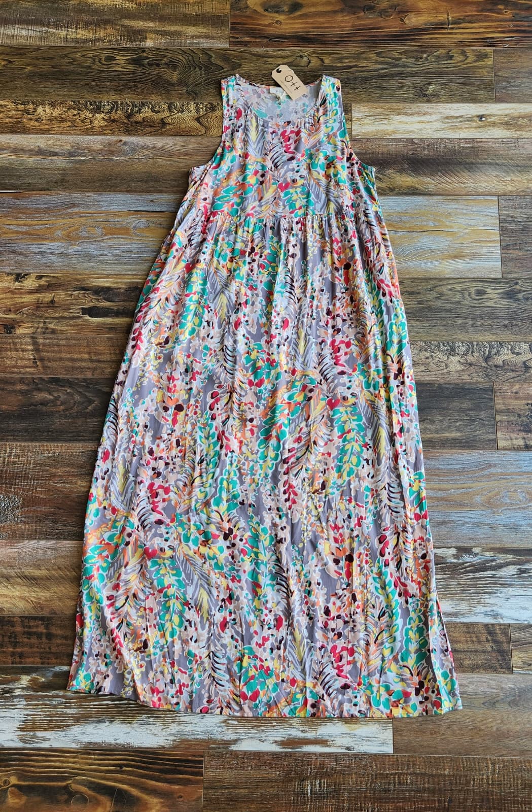 NWT Lime N Chili OTT Floral Sleeveless Maxi Dress Pocket Rayon Multicolor Sz.S - Thumbnail 8