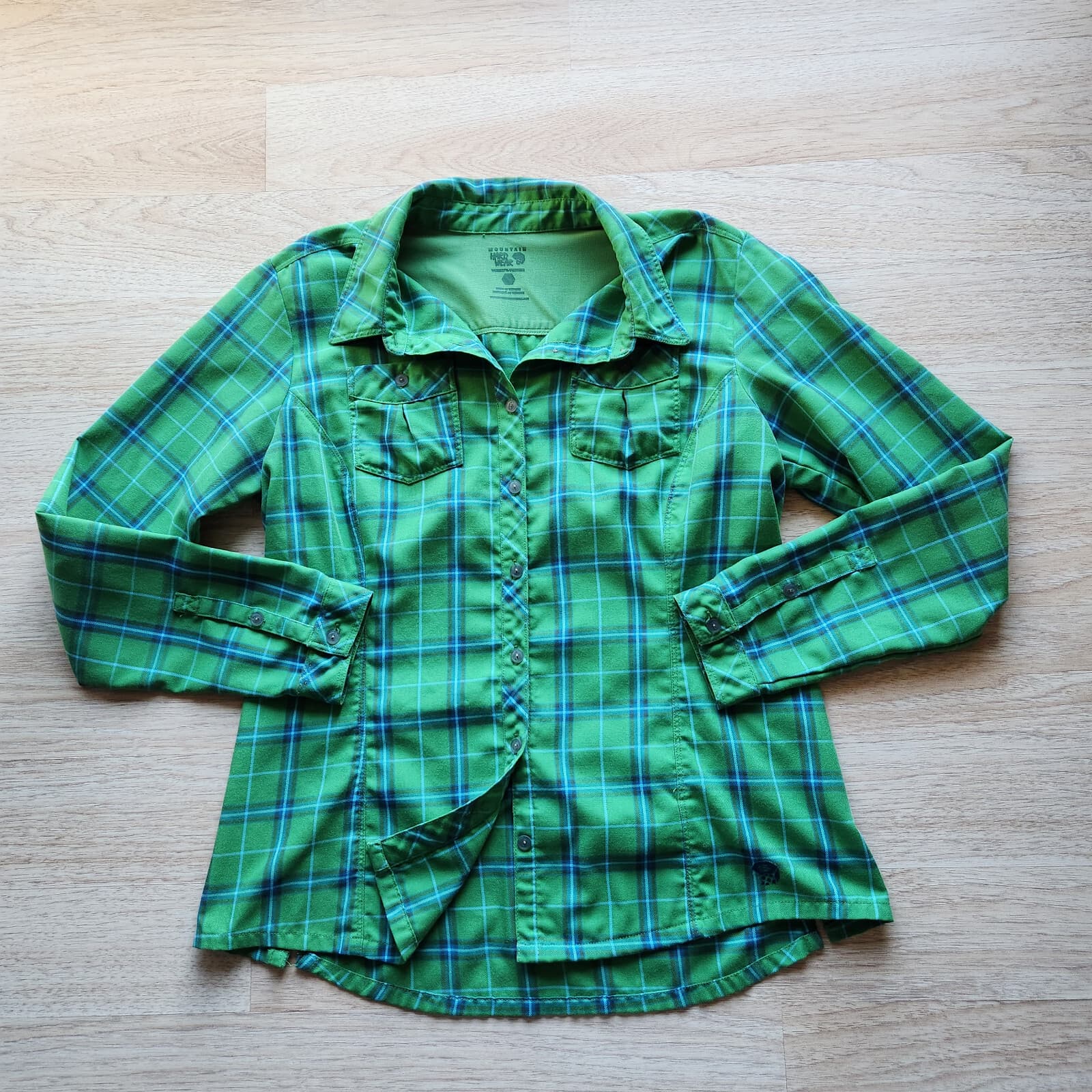 Mountain Hardwear Plaid Outdoor Button-Up Shirt Long Sleeve Green Women Bust 42" - Thumbnail 4