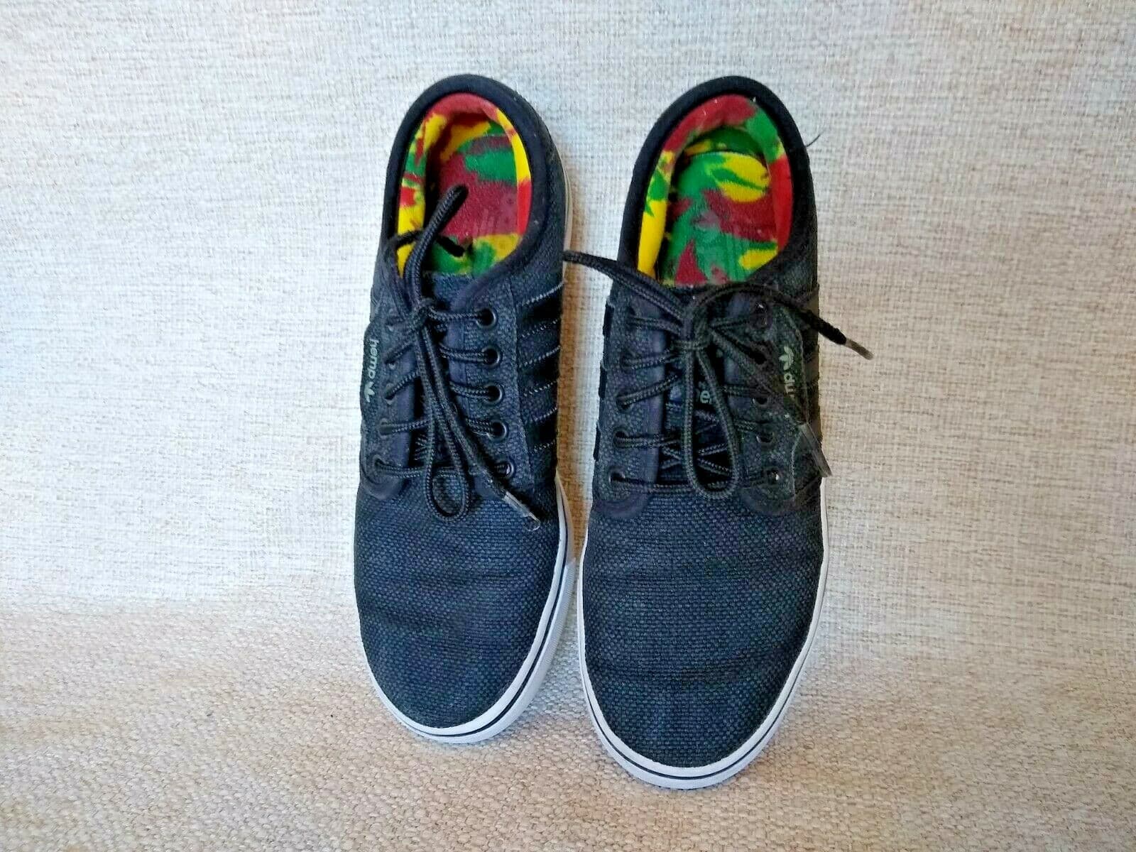 Adidas Seeley Rasta Hemp Skateboarding Shoes Men Lace Black US6 EUR38.5 - Thumbnail 2