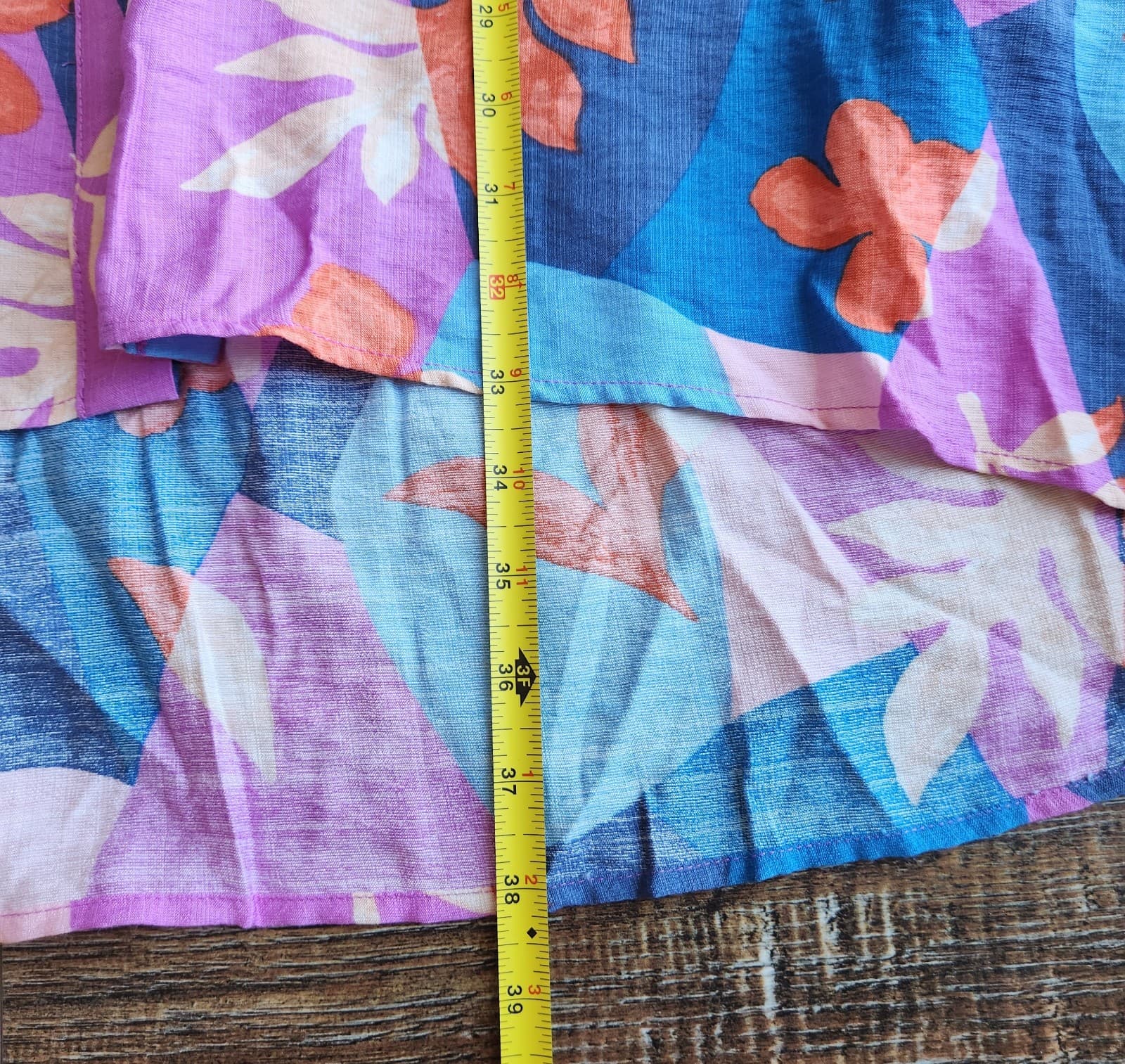 NWT Easel Los Angeles Leaf Printed Oversize Hi-Low Mini Shirt Dress Pocket Sz.S - Thumbnail 13