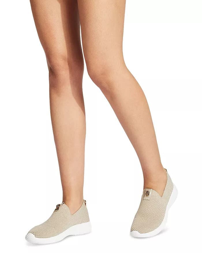 Kurt Geiger London $99 Lorna Knitted Sneaker Antiqued Brass Eagle Head Gold EU37 - Thumbnail 4