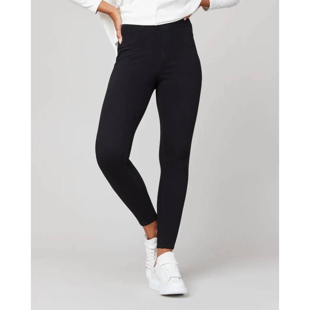 SPANX Jean-ish Ankle Leggings Stretch Pull-On Back-Pocket Black Twill Women's XL - Thumbnail 3