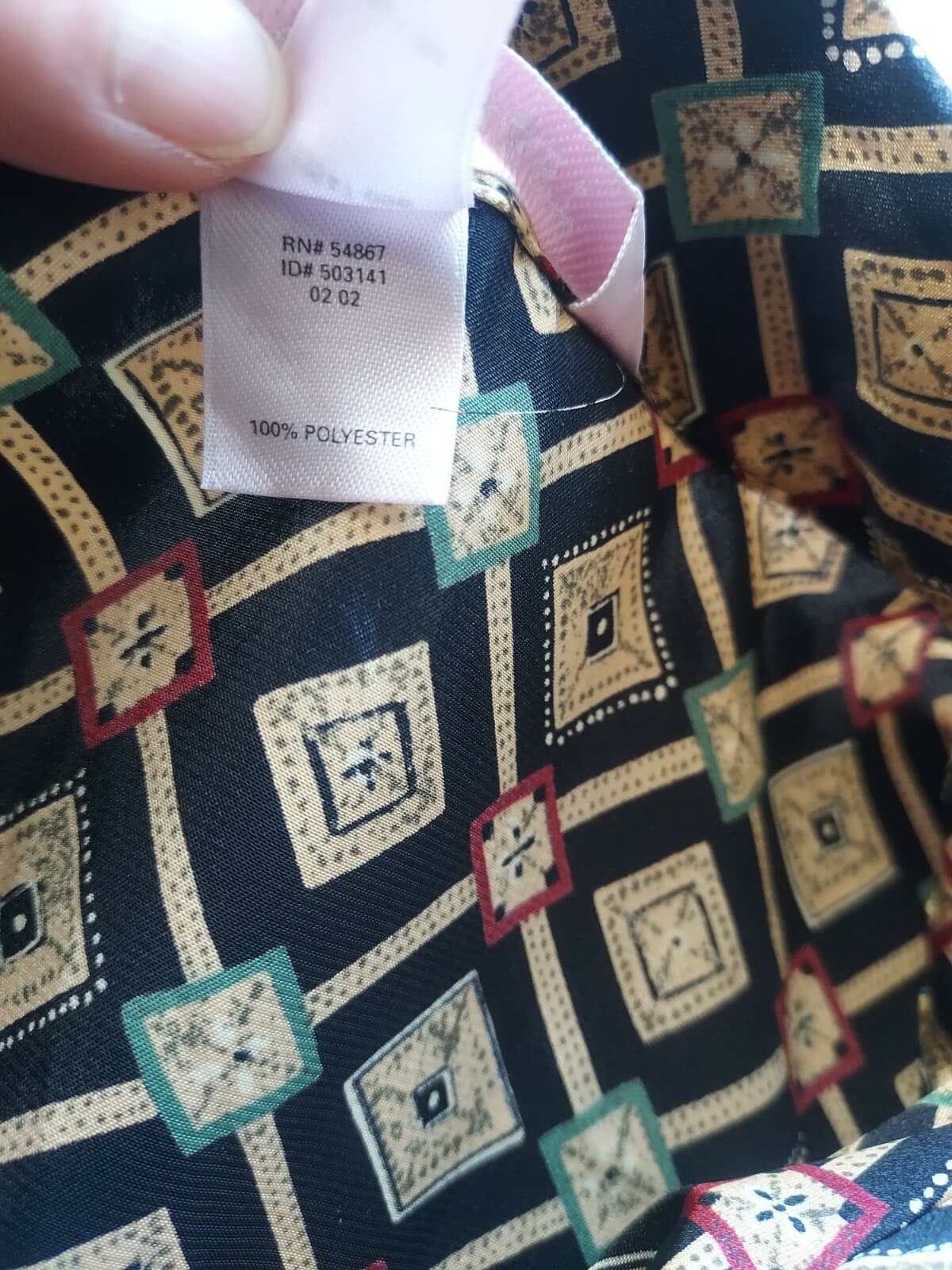 Victoria's Secret Satin Pajama Set Long Sleeve Pants Geometric Gold Black Medium - Thumbnail 8
