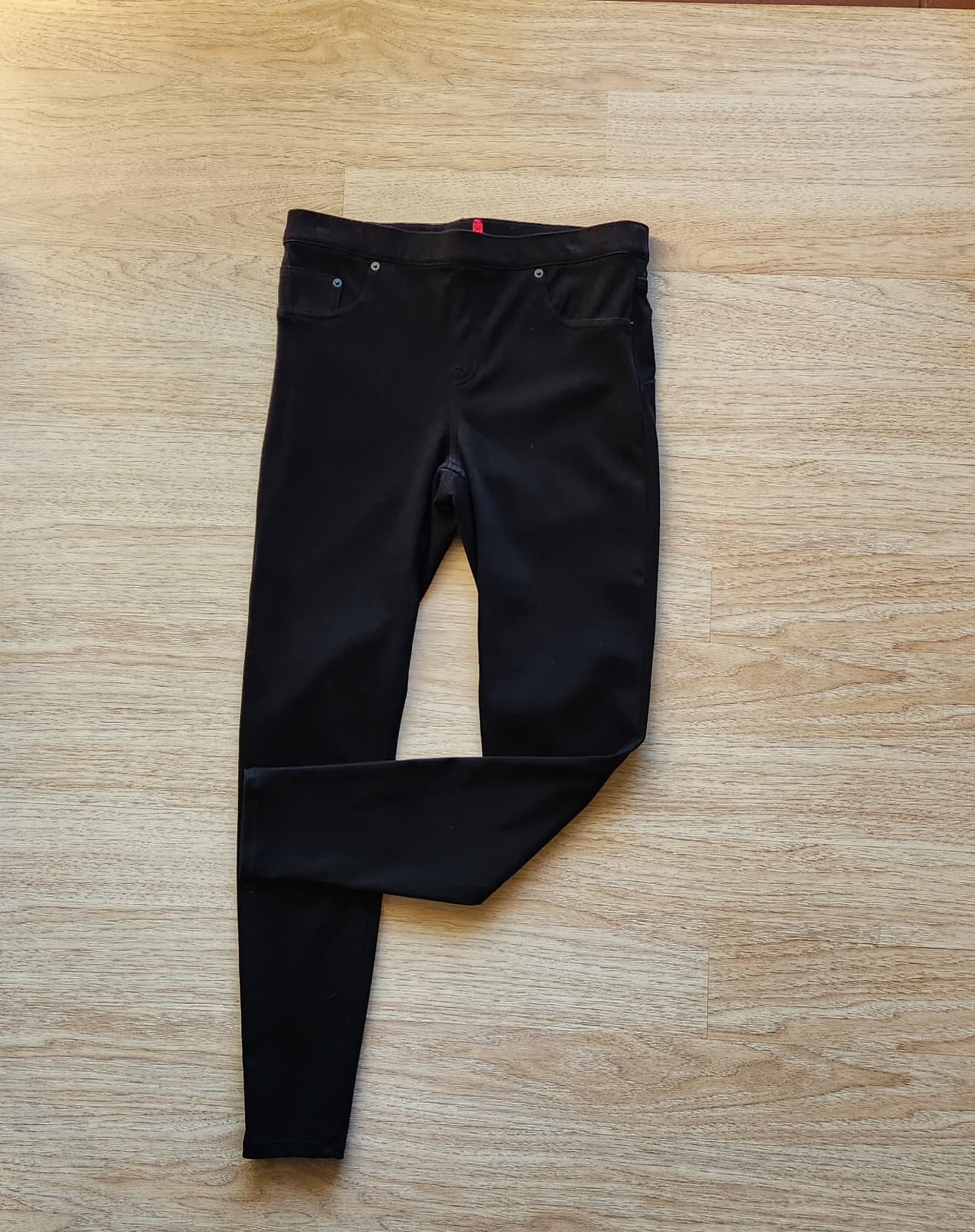 SPANX Jean-ish Ankle Leggings Stretch Pull-On Back-Pocket Black Twill Women's XL - Thumbnail 2