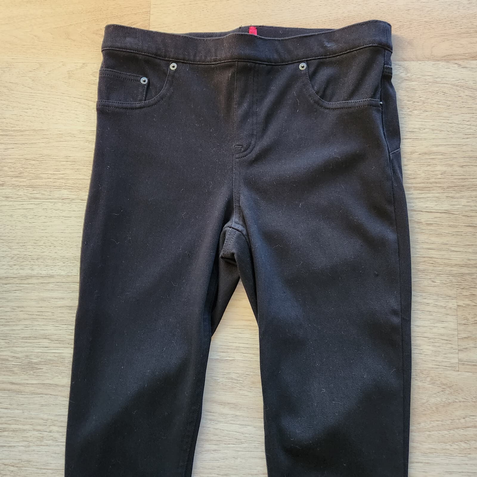 SPANX Jean-ish Ankle Leggings Stretch Pull-On Back-Pocket Black Twill Women's XL - Thumbnail 4