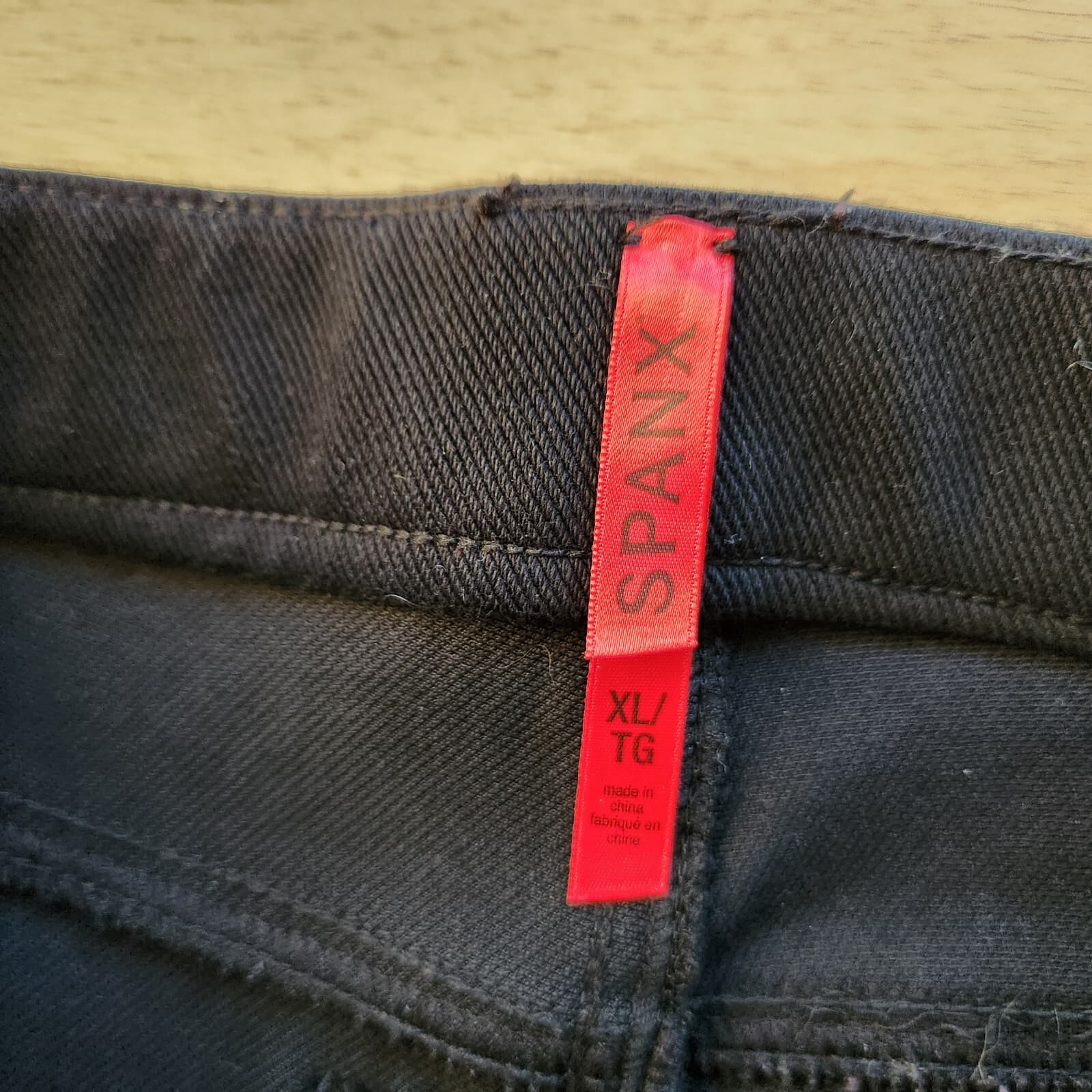 SPANX Jean-ish Ankle Leggings Stretch Pull-On Back-Pocket Black Twill Women's XL - Thumbnail 8