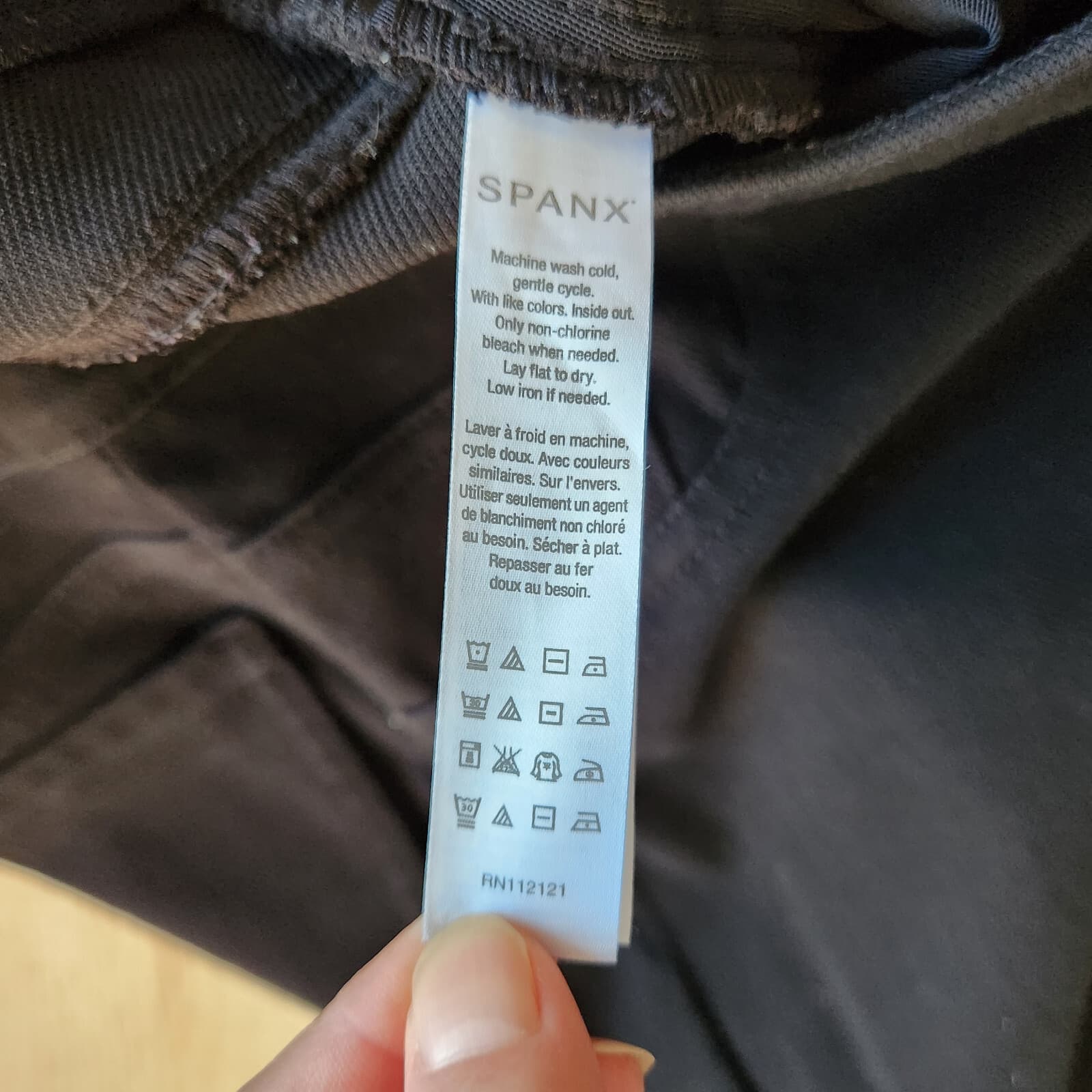 SPANX Jean-ish Ankle Leggings Stretch Pull-On Back-Pocket Black Twill Women's XL - Thumbnail 9