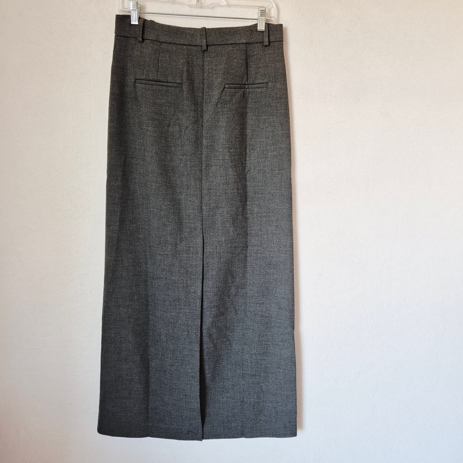 NWT Mango Maxi Pencil Skirt Back Slit Front Zip Pocket Grey Women's US4 EU36 - Thumbnail 8