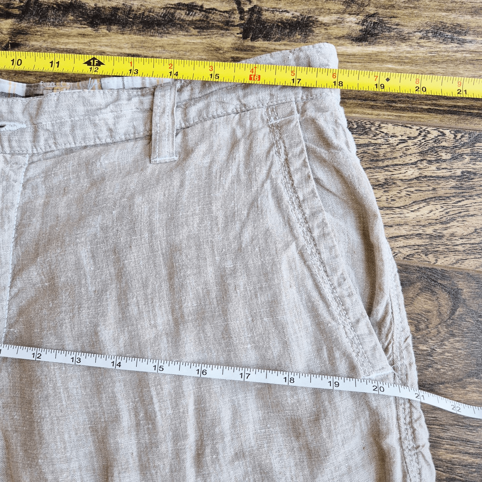 Tommy Bahama Island Duo Linen Reversible Shorts Zip Pocket Plaid Beige Men's 34 - Thumbnail 10