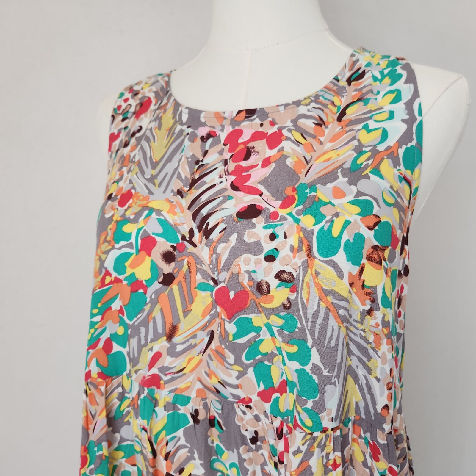 NWT Lime N Chili OTT Floral Sleeveless Maxi Dress Pocket Rayon Multicolor Sz.S - Thumbnail 5