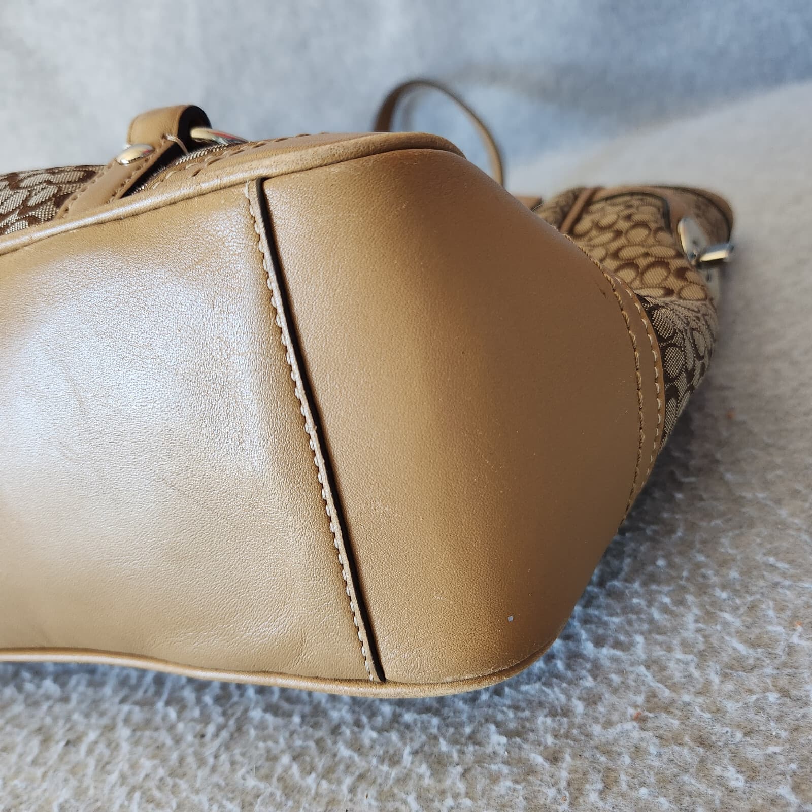 COACH F11526 Signature Gallery Monogram Tote Handbag Canvas Leather Khaki Brown - Thumbnail 9