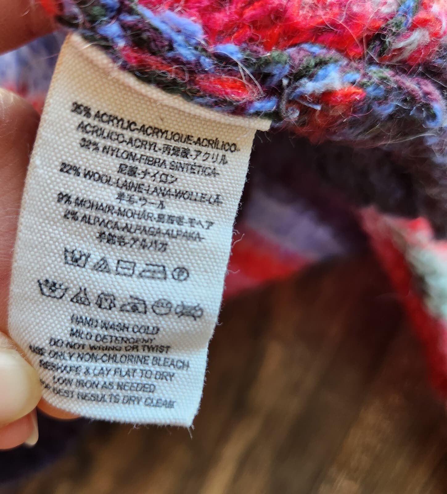 Free People Open Knit Sweater Boatneck Wool Mohair Alpaca Multicolor Oversize XS - Thumbnail 8