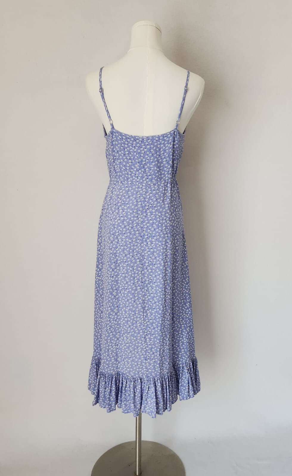 Rails Frida Sky Blue Daisies Midi Sun Dress Ruffle Hi-Low Spaghetti Strap Sz.S - Thumbnail 8