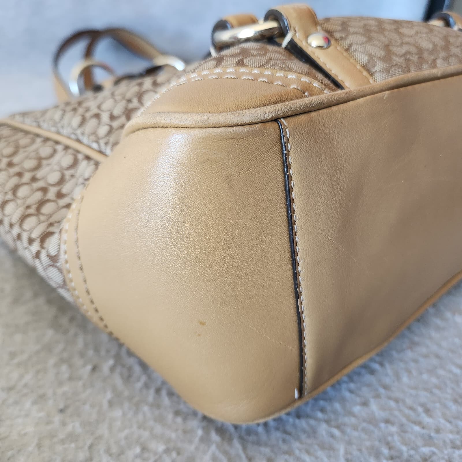 COACH F11526 Signature Gallery Monogram Tote Handbag Canvas Leather Khaki Brown - Thumbnail 8