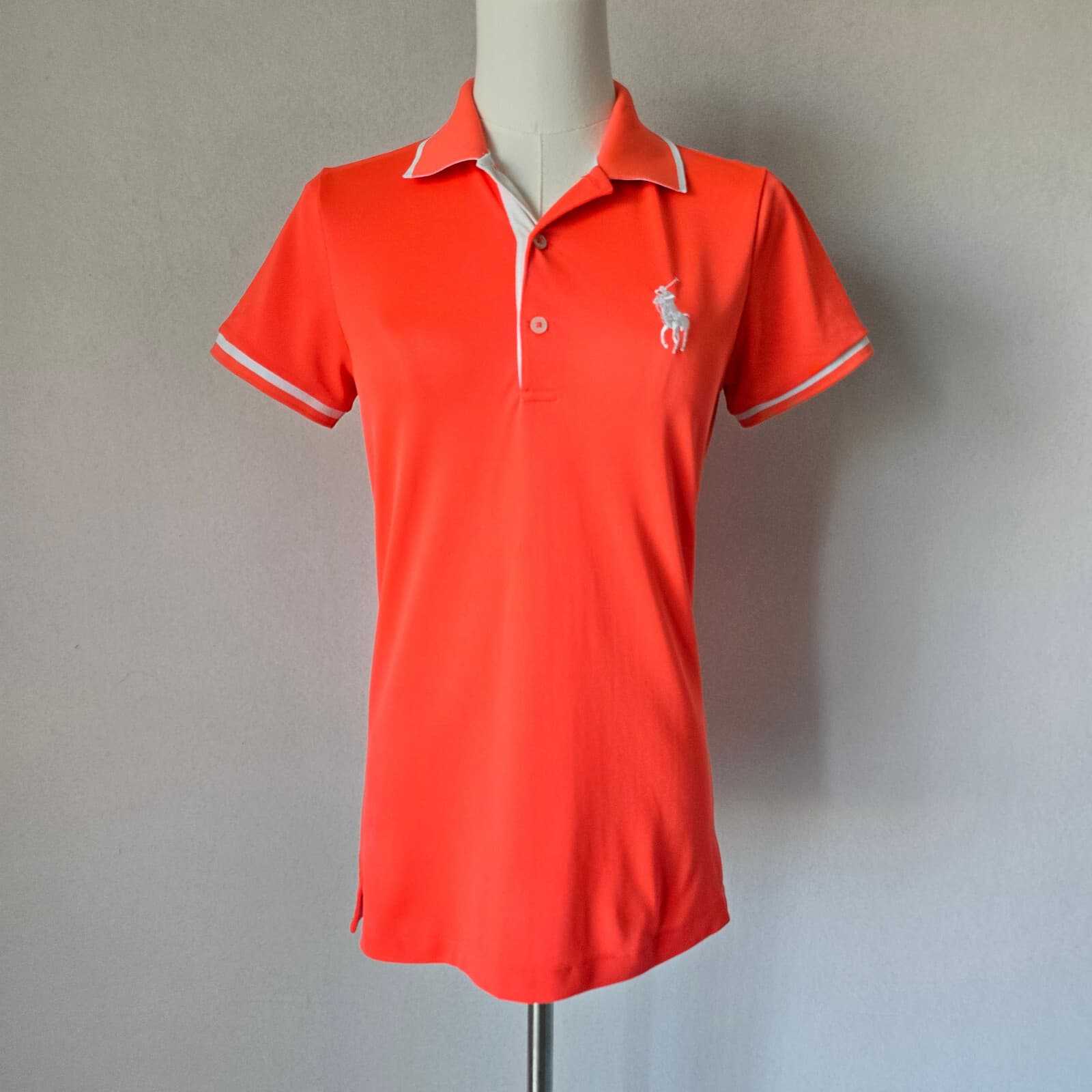 Polo Golf Ralph Lauren Tailored Big Pony Polo Shirt Short Sleeve Orange Womens S - Thumbnail 2