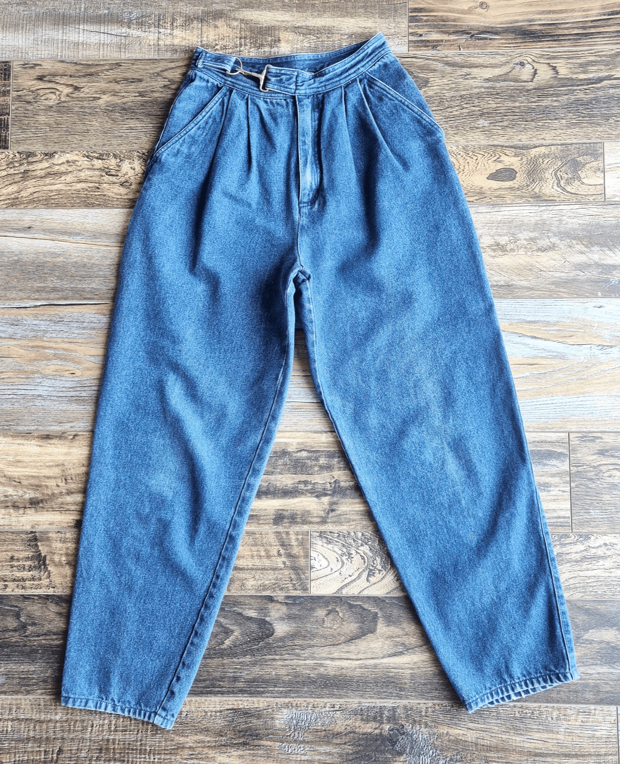 Vintage Y2K Carole Little Sport High Waist Pleated Side-Buckle Tapered Jean Sz.4 - Thumbnail 2