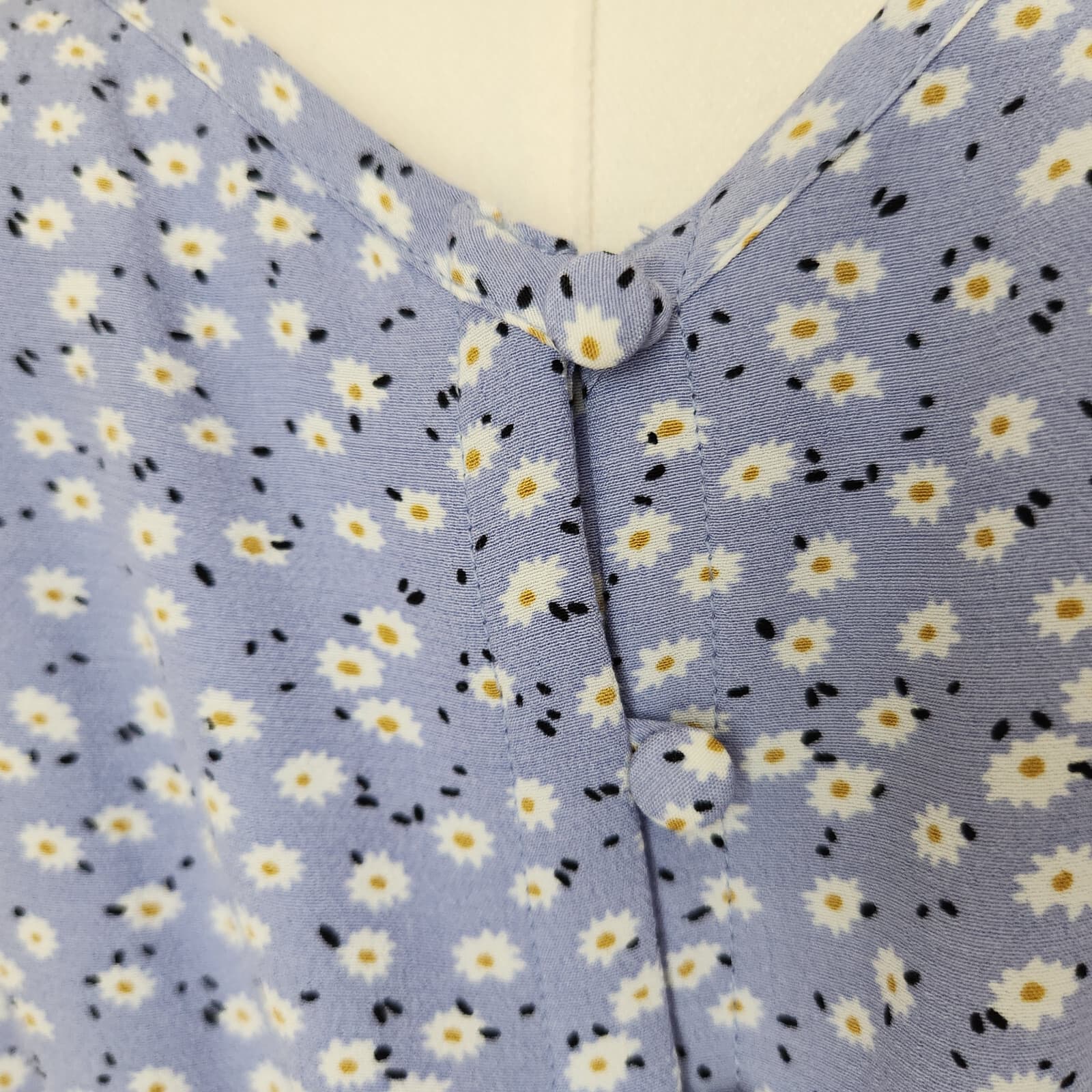 Rails Frida Sky Blue Daisies Midi Sun Dress Ruffle Hi-Low Spaghetti Strap Sz.S - Thumbnail 7