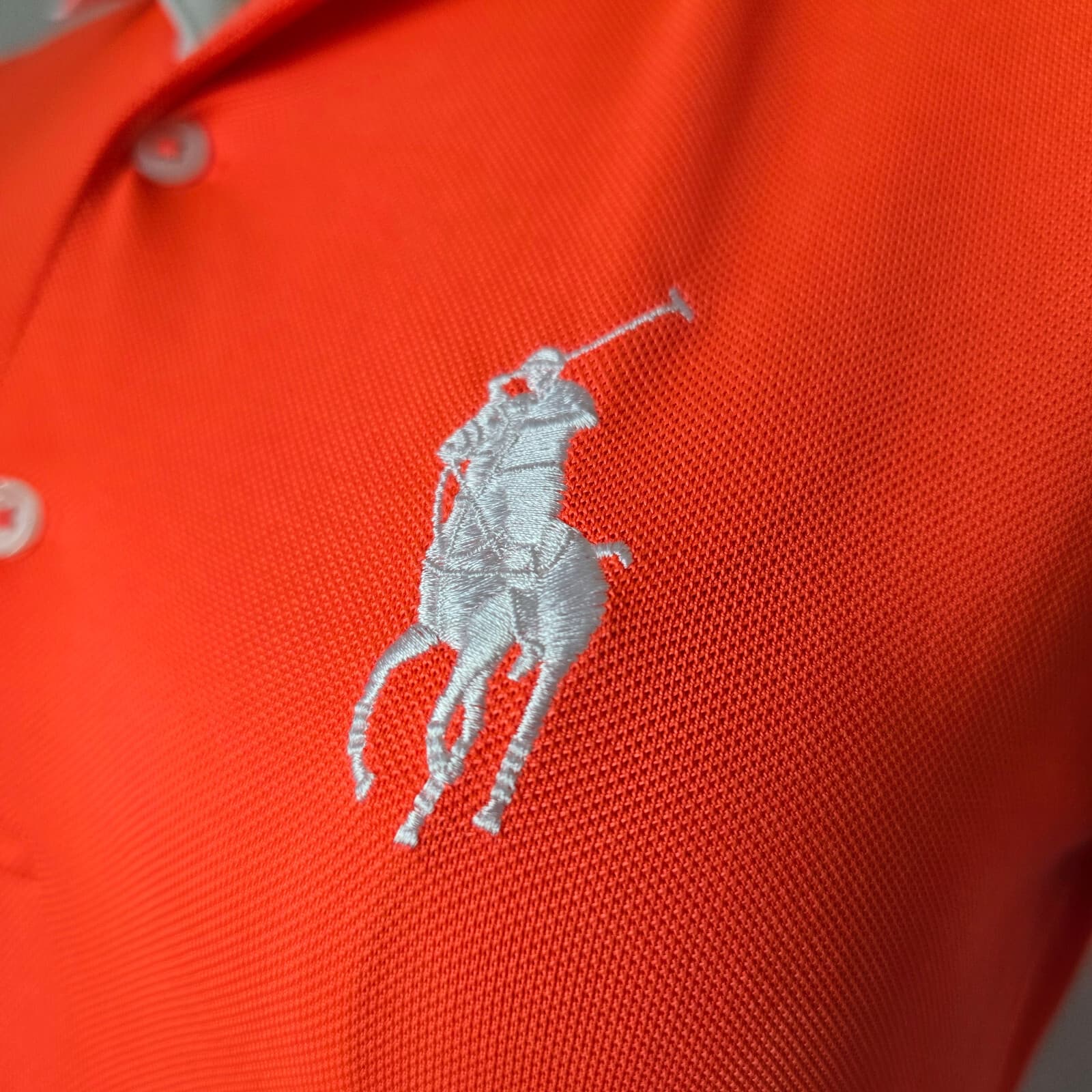Polo Golf Ralph Lauren Tailored Big Pony Polo Shirt Short Sleeve Orange Womens S - Thumbnail 3