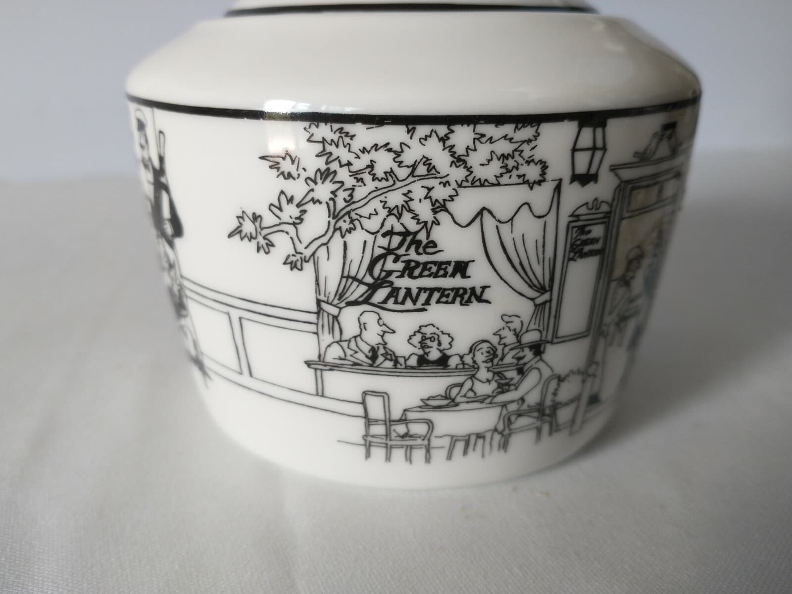 Epoch Le Gastones Restaurant Sugar Bowl Lid Black White Illustrations Of Paris - Thumbnail 3