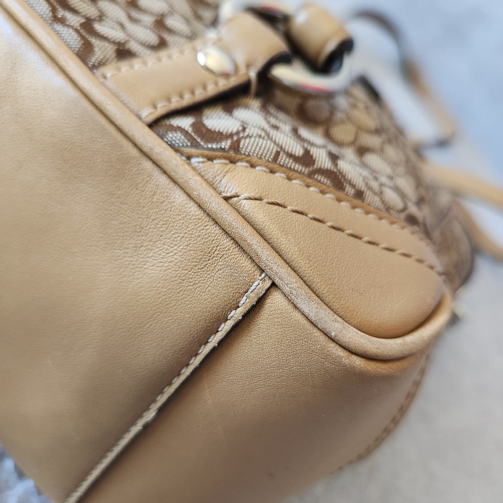 COACH F11526 Signature Gallery Monogram Tote Handbag Canvas Leather Khaki Brown - Thumbnail 10