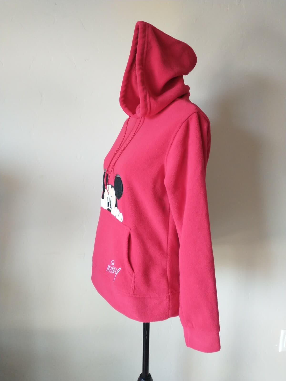Disney Mickey Fleece Hoodie Sweatshirt Pullover Long Sleeve Pocket Red Girl XL - Thumbnail 3