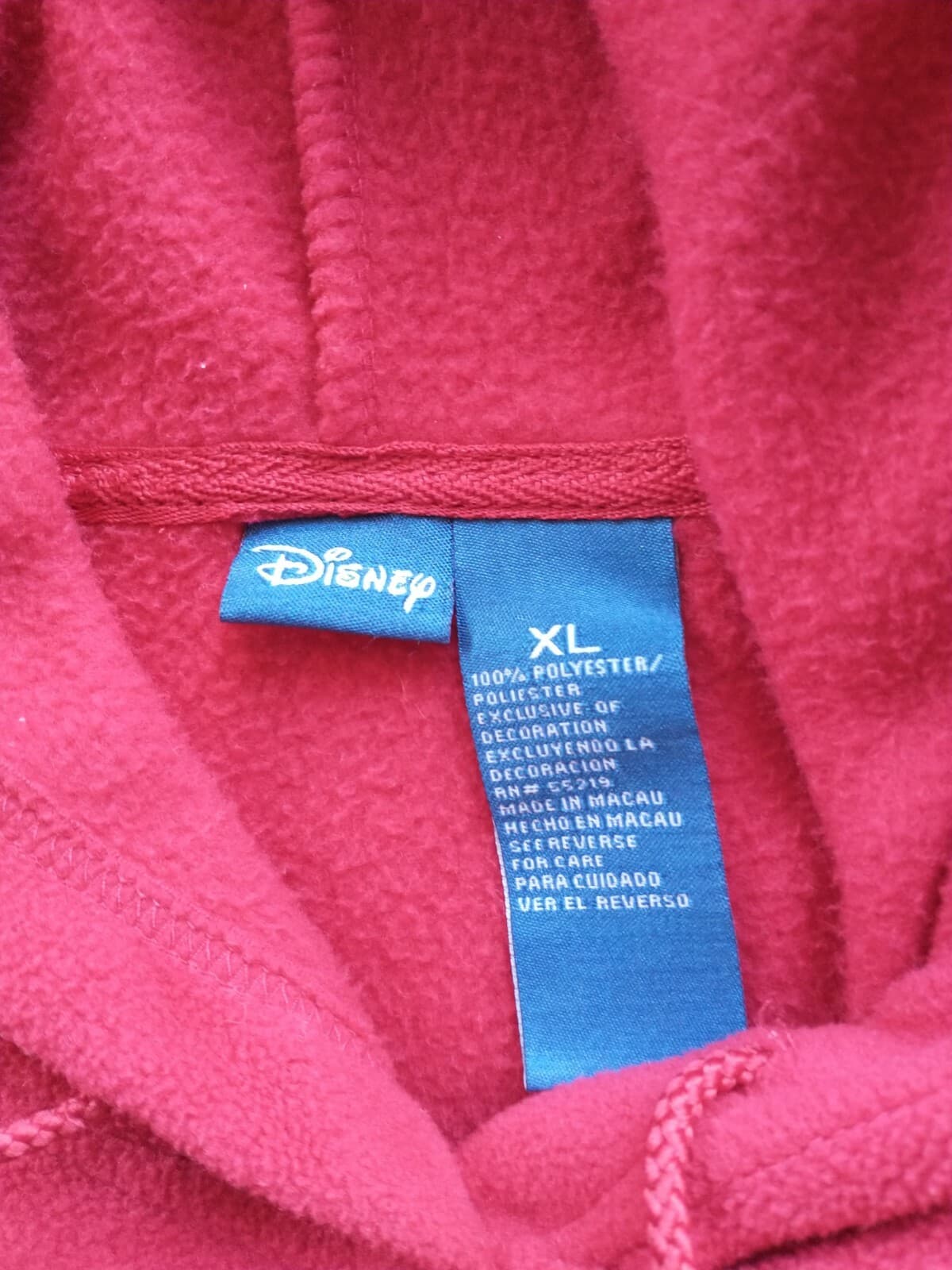 Disney Mickey Fleece Hoodie Sweatshirt Pullover Long Sleeve Pocket Red Girl XL - Thumbnail 7