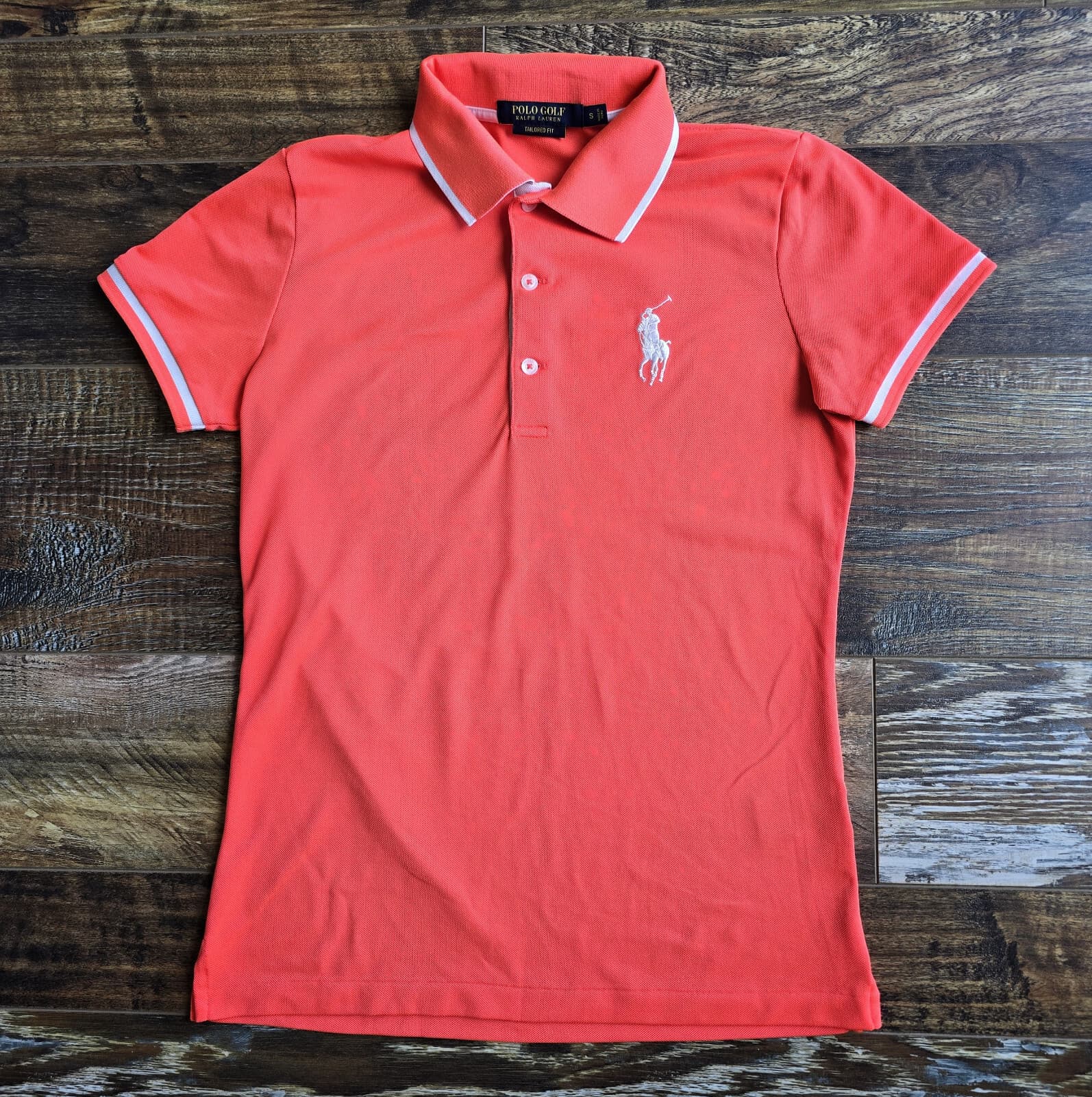 Polo Golf Ralph Lauren Tailored Big Pony Polo Shirt Short Sleeve Orange Womens S - Thumbnail 5
