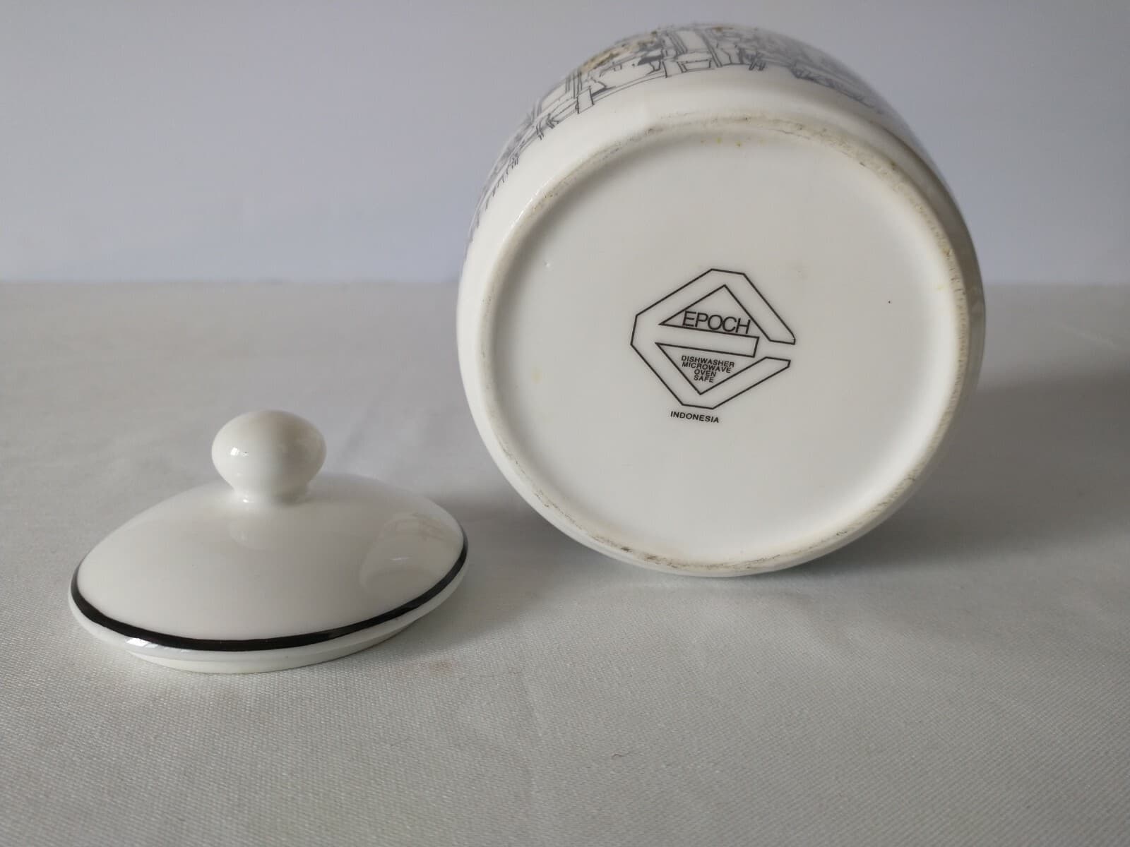 Epoch Le Gastones Restaurant Sugar Bowl Lid Black White Illustrations Of Paris - Thumbnail 7