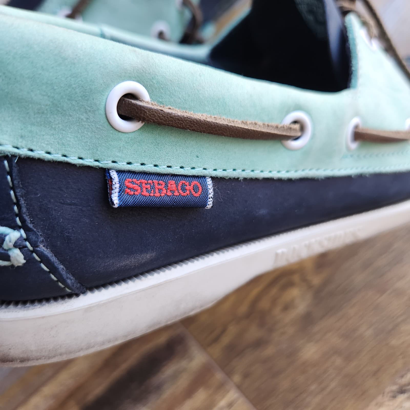 Sebago Docksids Women's US8.5M Spinnaker Boat Shoes Slip-On Leather Navy Mint - Thumbnail 6