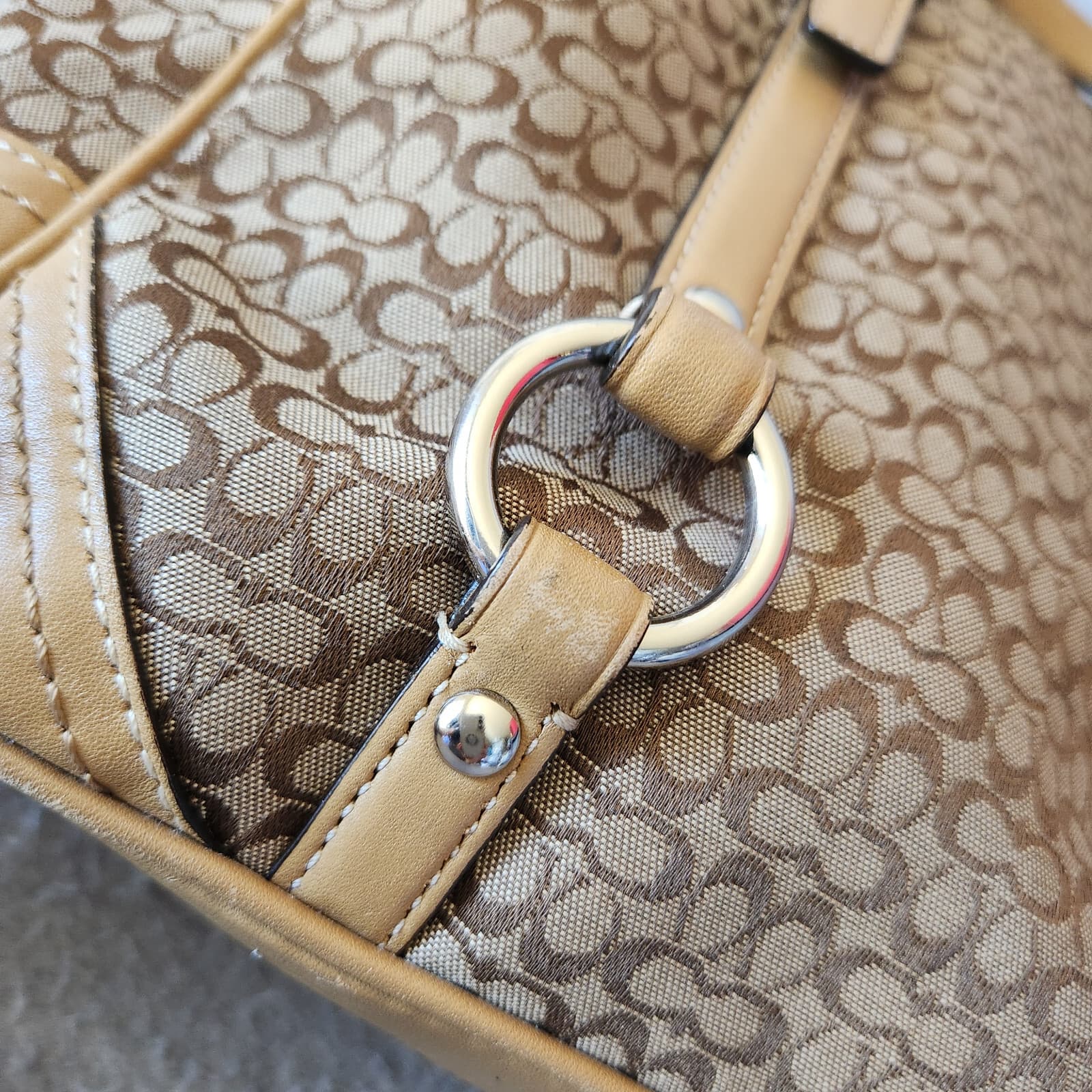 COACH F11526 Signature Gallery Monogram Tote Handbag Canvas Leather Khaki Brown - Thumbnail 12