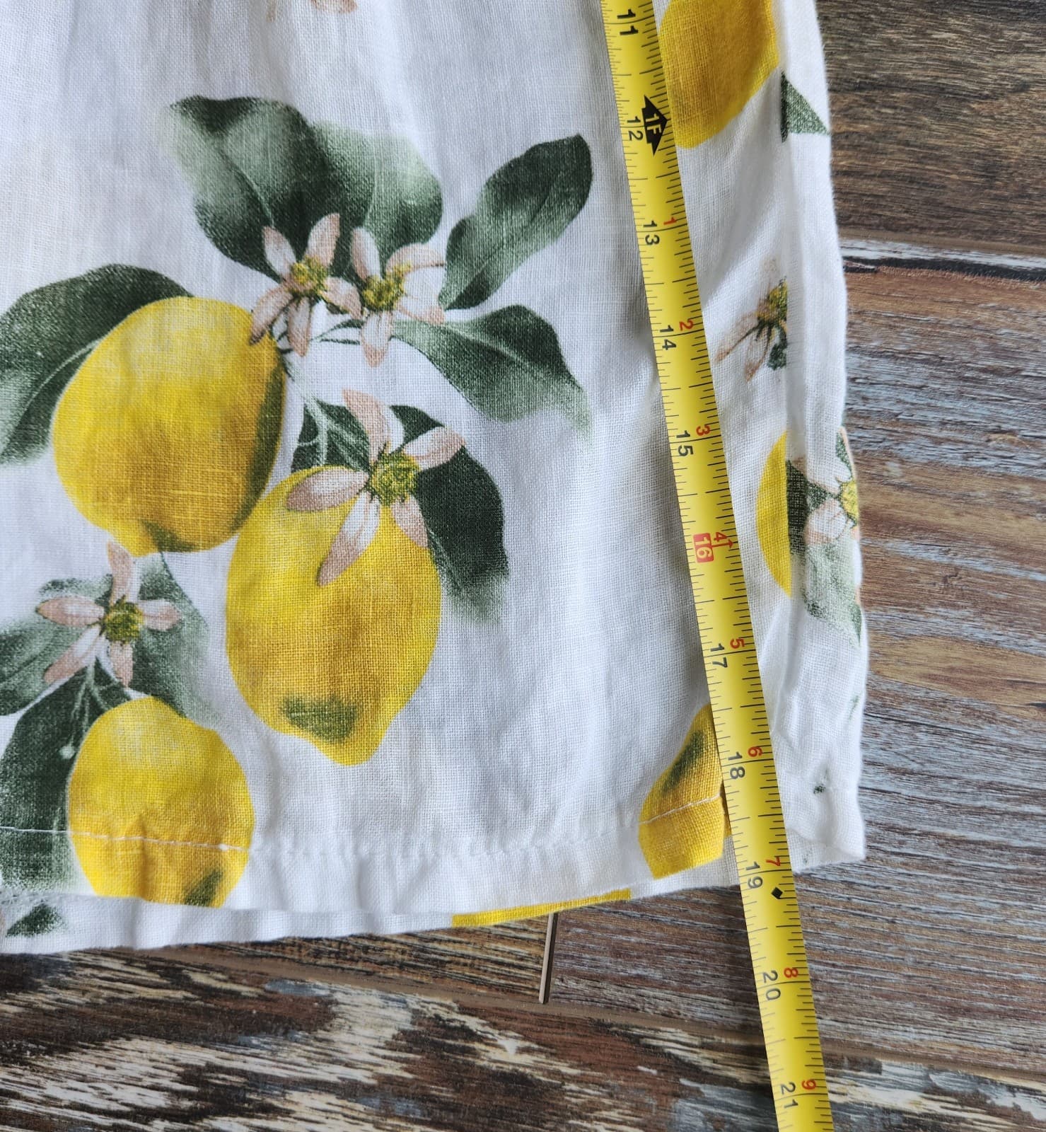 NWoT Made In Italy 100% Linen Lemon Printed 7.5" Shorts Pocket Elastic Waist 27" - Thumbnail 9