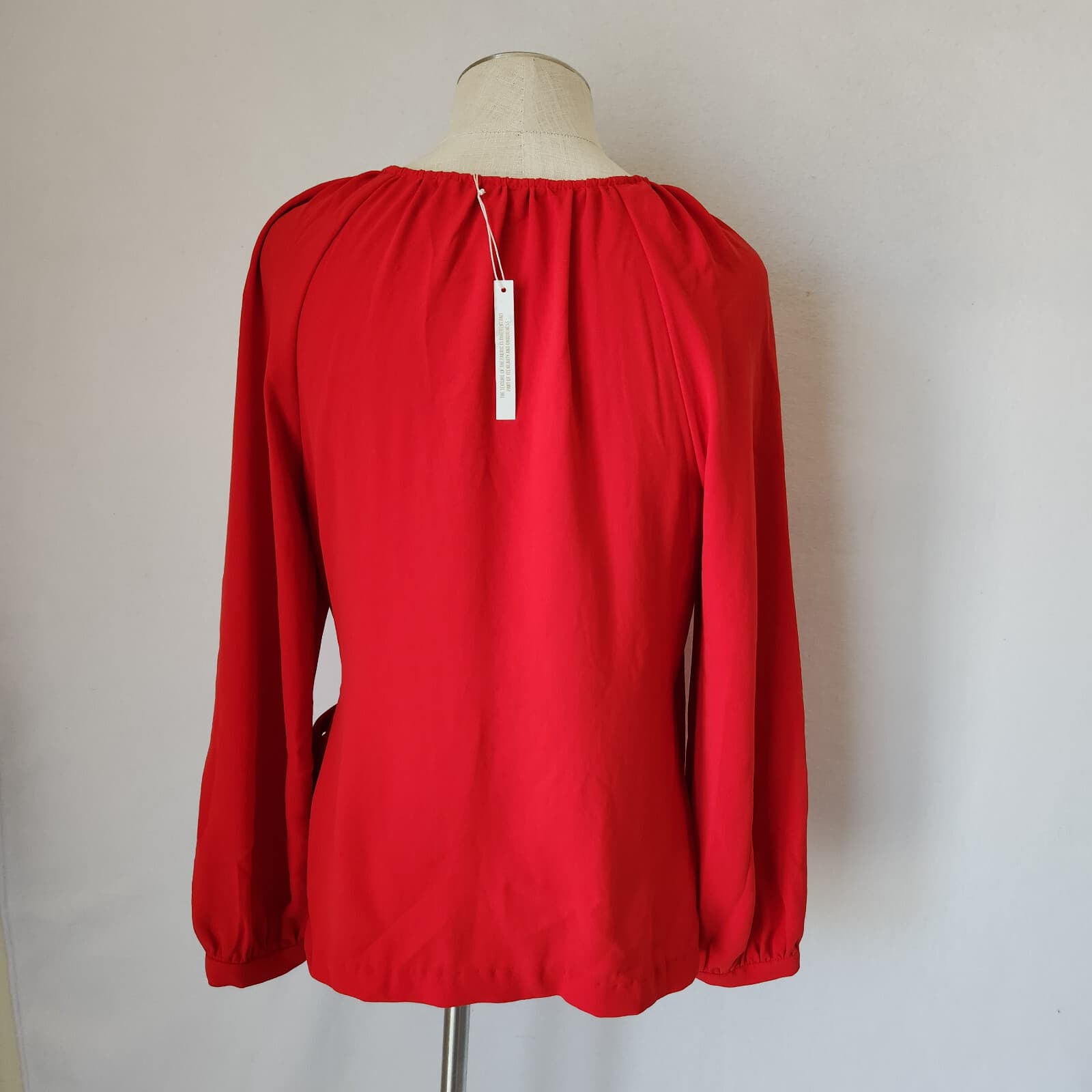 NWoT Trina Turk $188 Chiffon Wrap Blouse Long Sleeve Red Polyester Women's M - Thumbnail 7