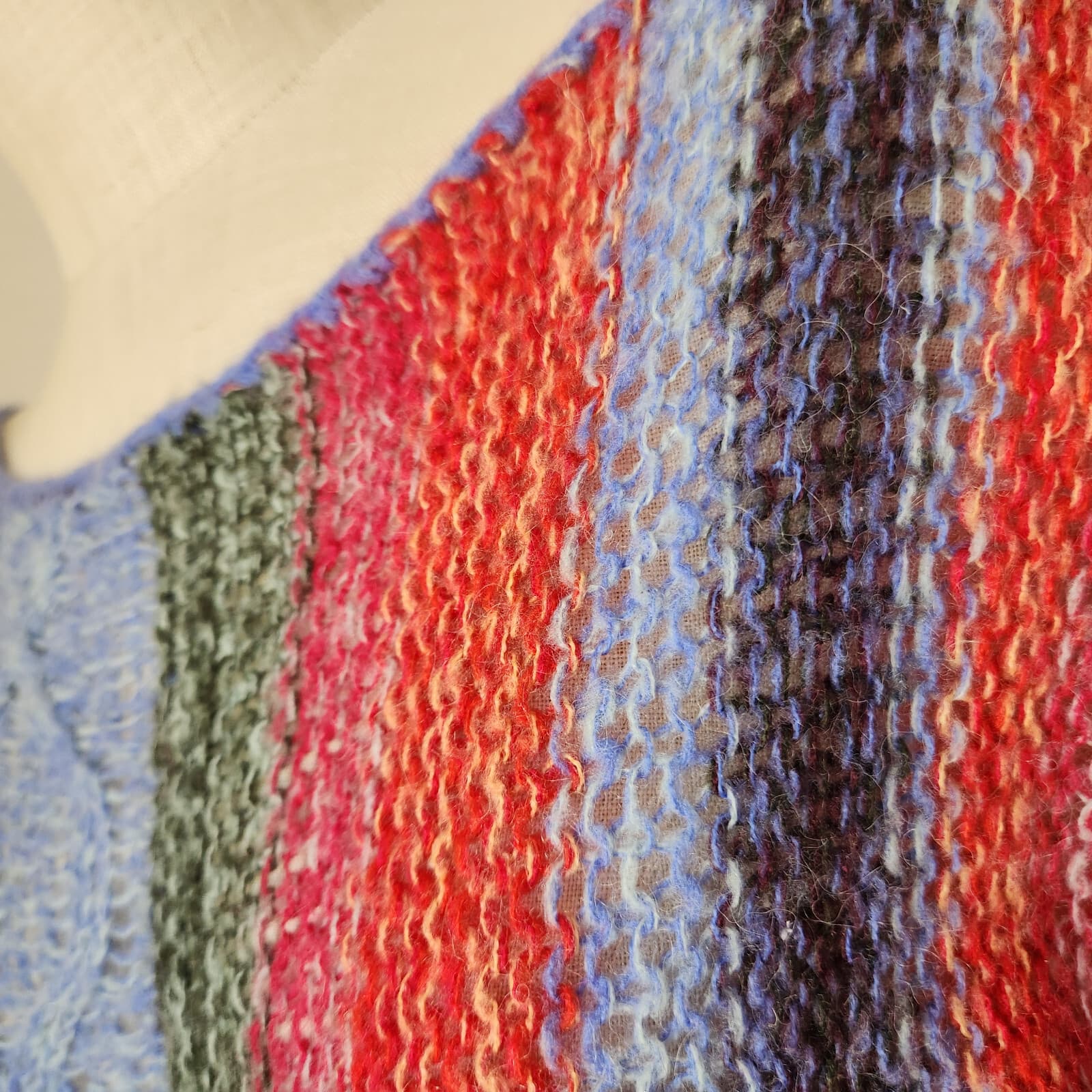 Free People Open Knit Sweater Boatneck Wool Mohair Alpaca Multicolor Oversize XS - Thumbnail 5