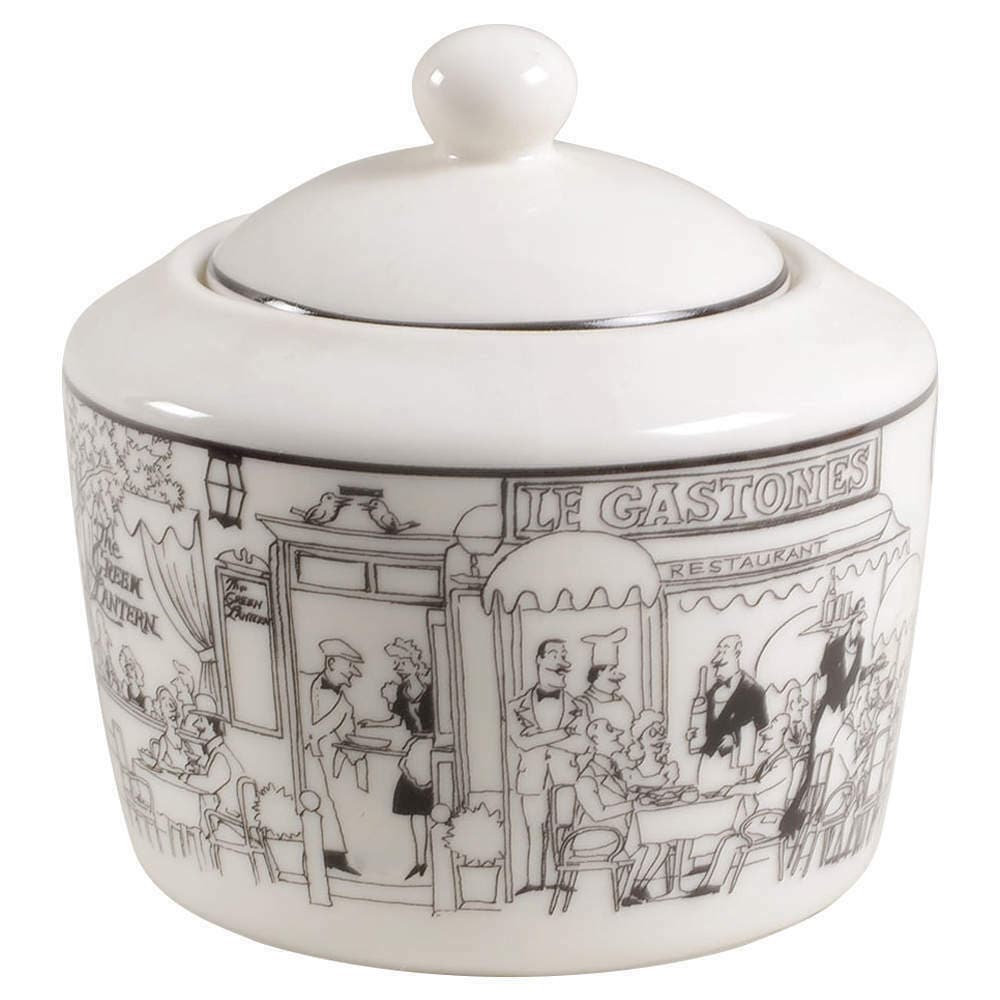 Epoch Le Gastones Restaurant Sugar Bowl Lid Black White Illustrations Of Paris - Thumbnail 2