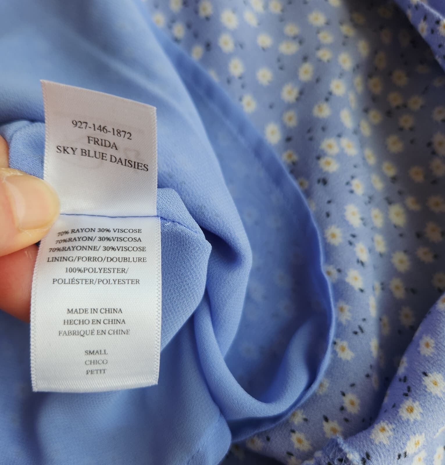 Rails Frida Sky Blue Daisies Midi Sun Dress Ruffle Hi-Low Spaghetti Strap Sz.S - Thumbnail 15
