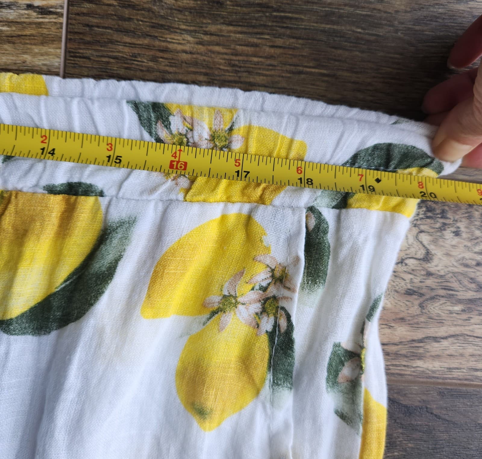 NWoT Made In Italy 100% Linen Lemon Printed 7.5" Shorts Pocket Elastic Waist 27" - Thumbnail 8