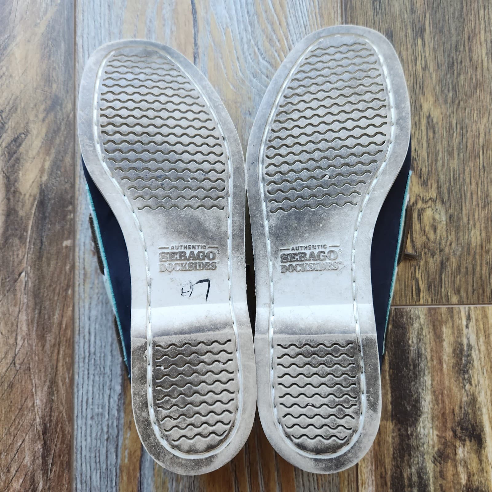 Sebago Docksids Women's US8.5M Spinnaker Boat Shoes Slip-On Leather Navy Mint - Thumbnail 8
