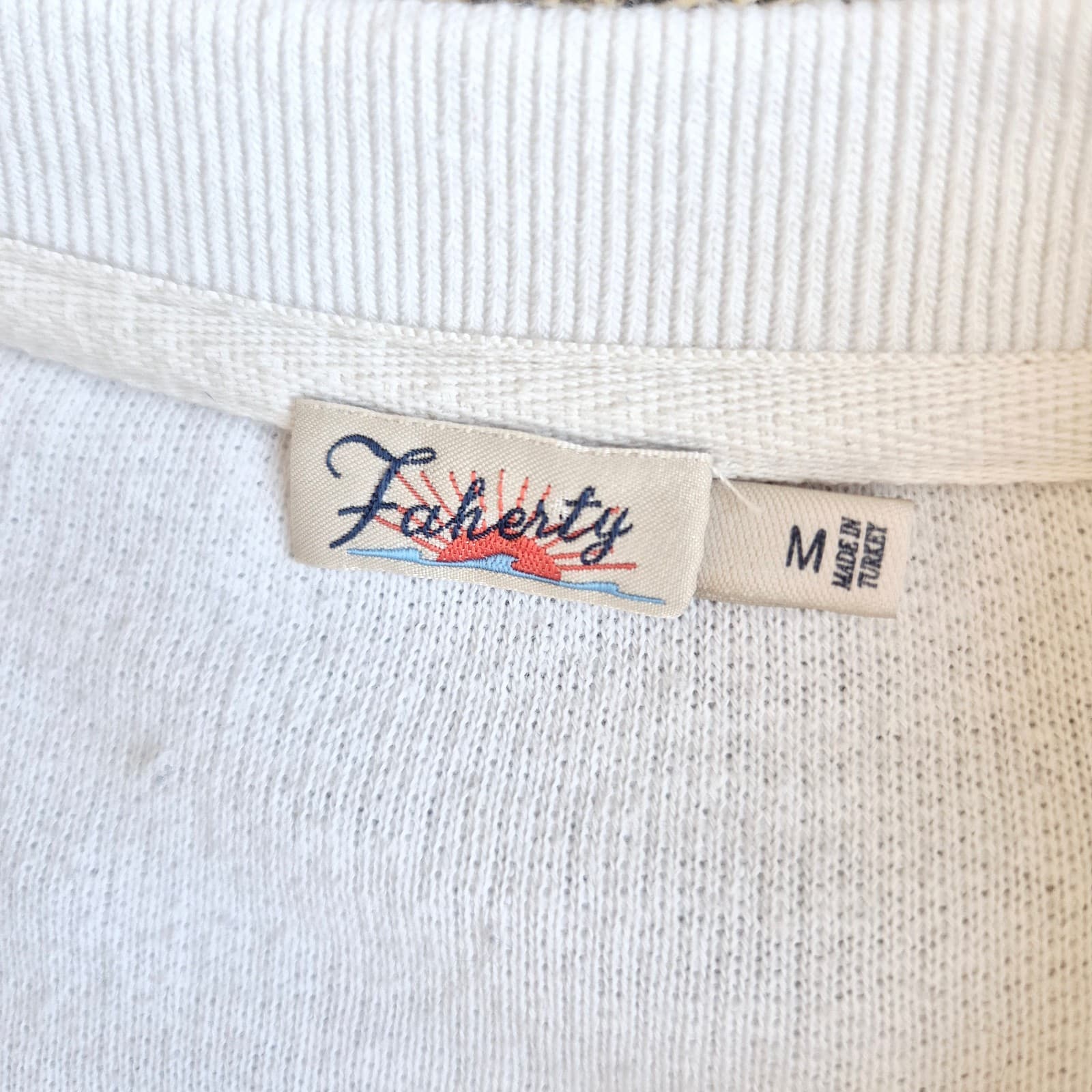 Faherty Vista Striped Pullover Sweatshirt Crewneck Texture Knit White Women's M - Thumbnail 13