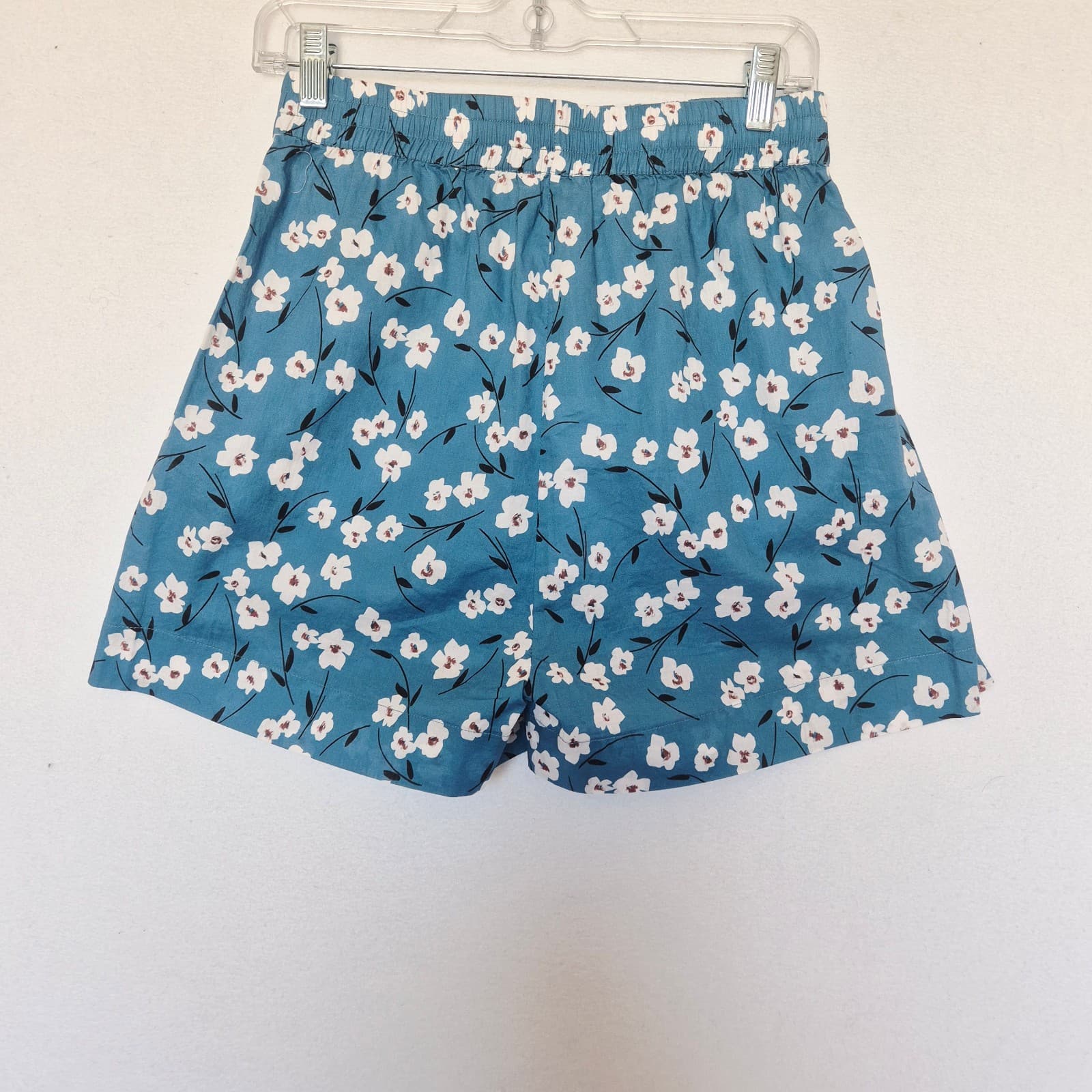 NWT Johnny Was Calme Printed Flounce Short Pocket Elastic Waist Cotton Blue XS - Thumbnail 4